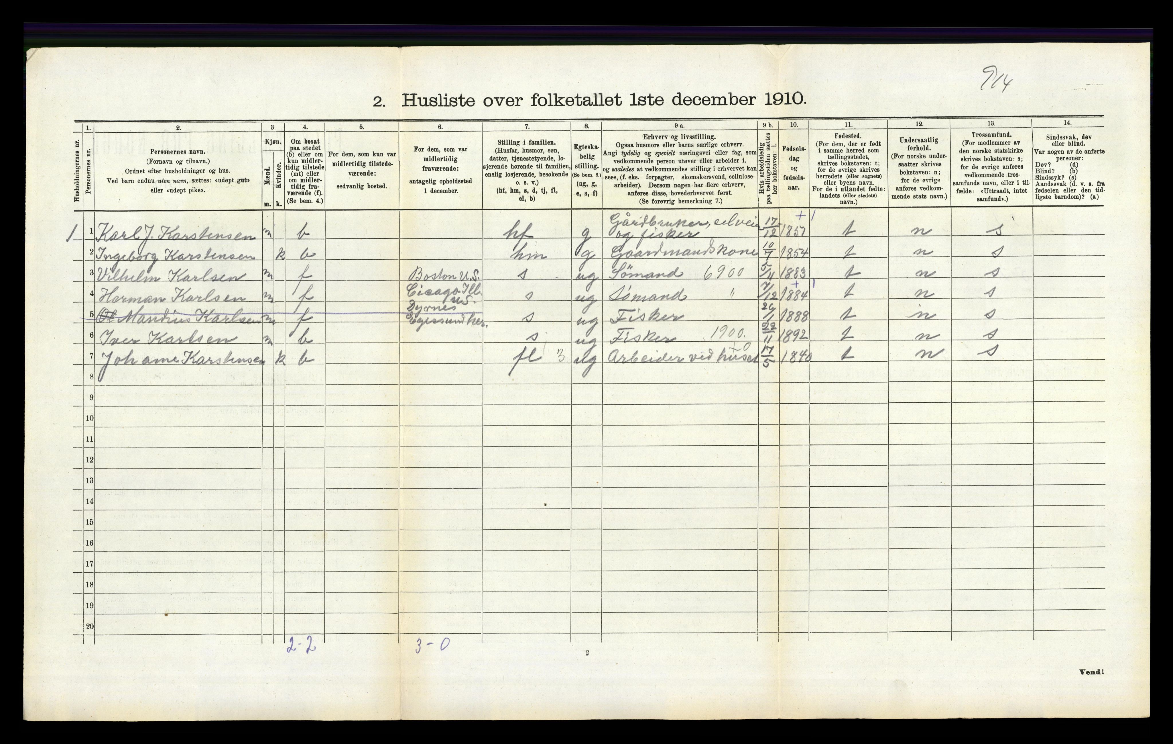 RA, 1910 census for Eigersund, 1910, p. 293