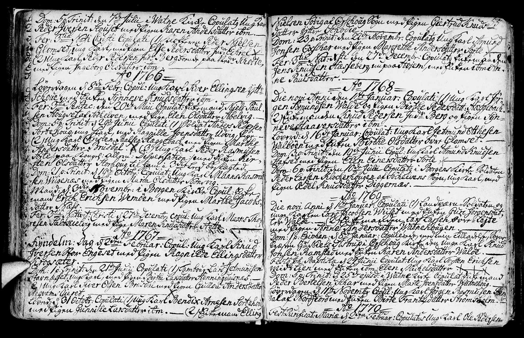 Ministerialprotokoller, klokkerbøker og fødselsregistre - Møre og Romsdal, AV/SAT-A-1454/524/L0349: Parish register (official) no. 524A01, 1698-1779, p. 55