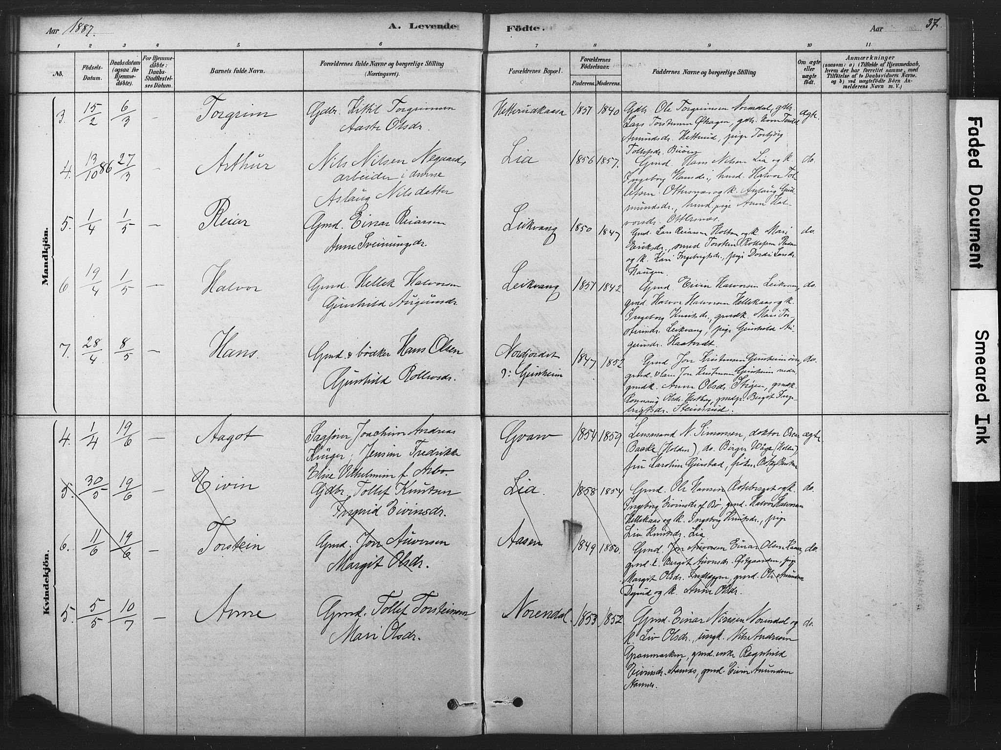 Sauherad kirkebøker, AV/SAKO-A-298/F/Fb/L0002: Parish register (official) no. II 2, 1878-1901, p. 37