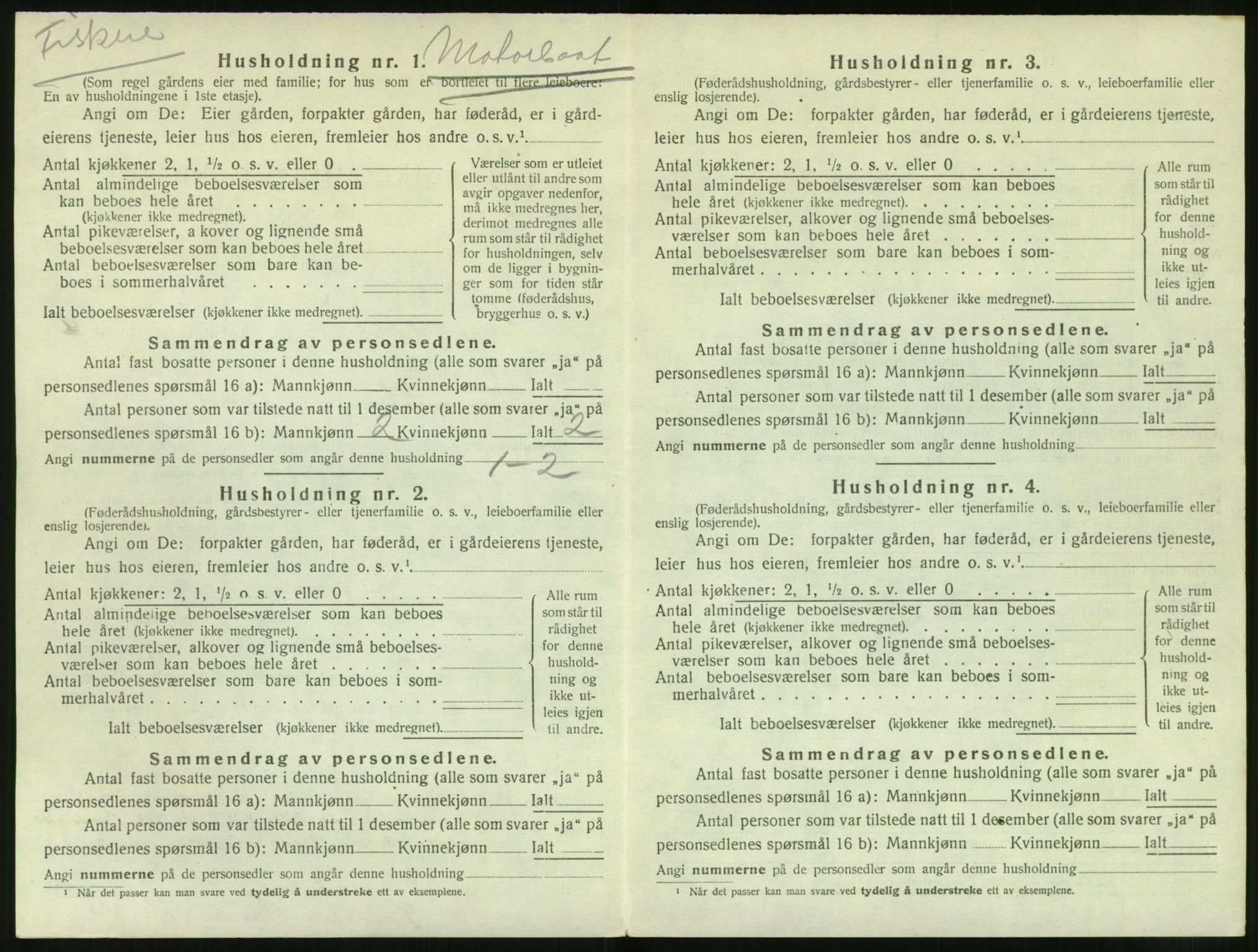 SAT, 1920 census for Sande (MR), 1920, p. 309