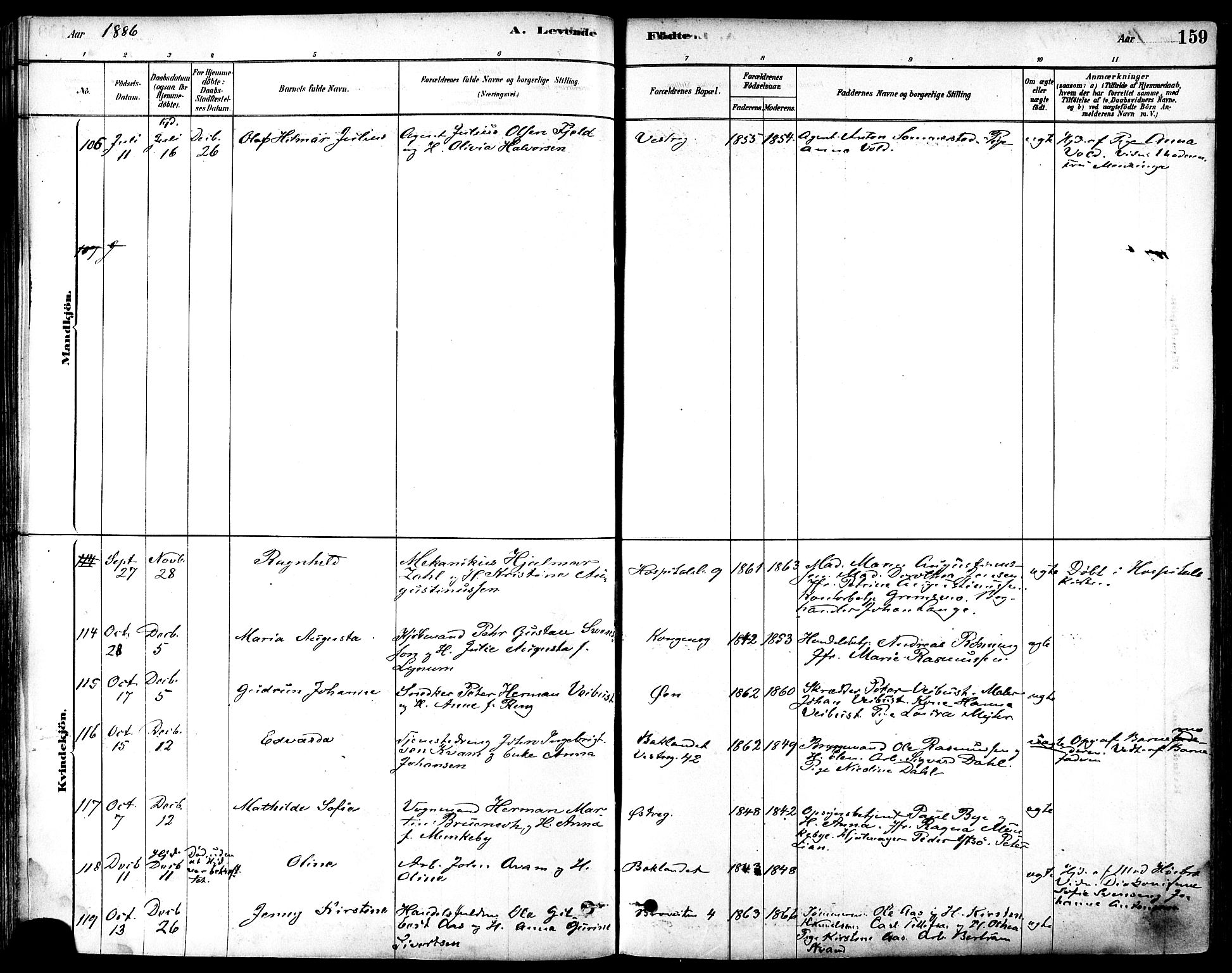 Ministerialprotokoller, klokkerbøker og fødselsregistre - Sør-Trøndelag, SAT/A-1456/601/L0057: Parish register (official) no. 601A25, 1877-1891, p. 159