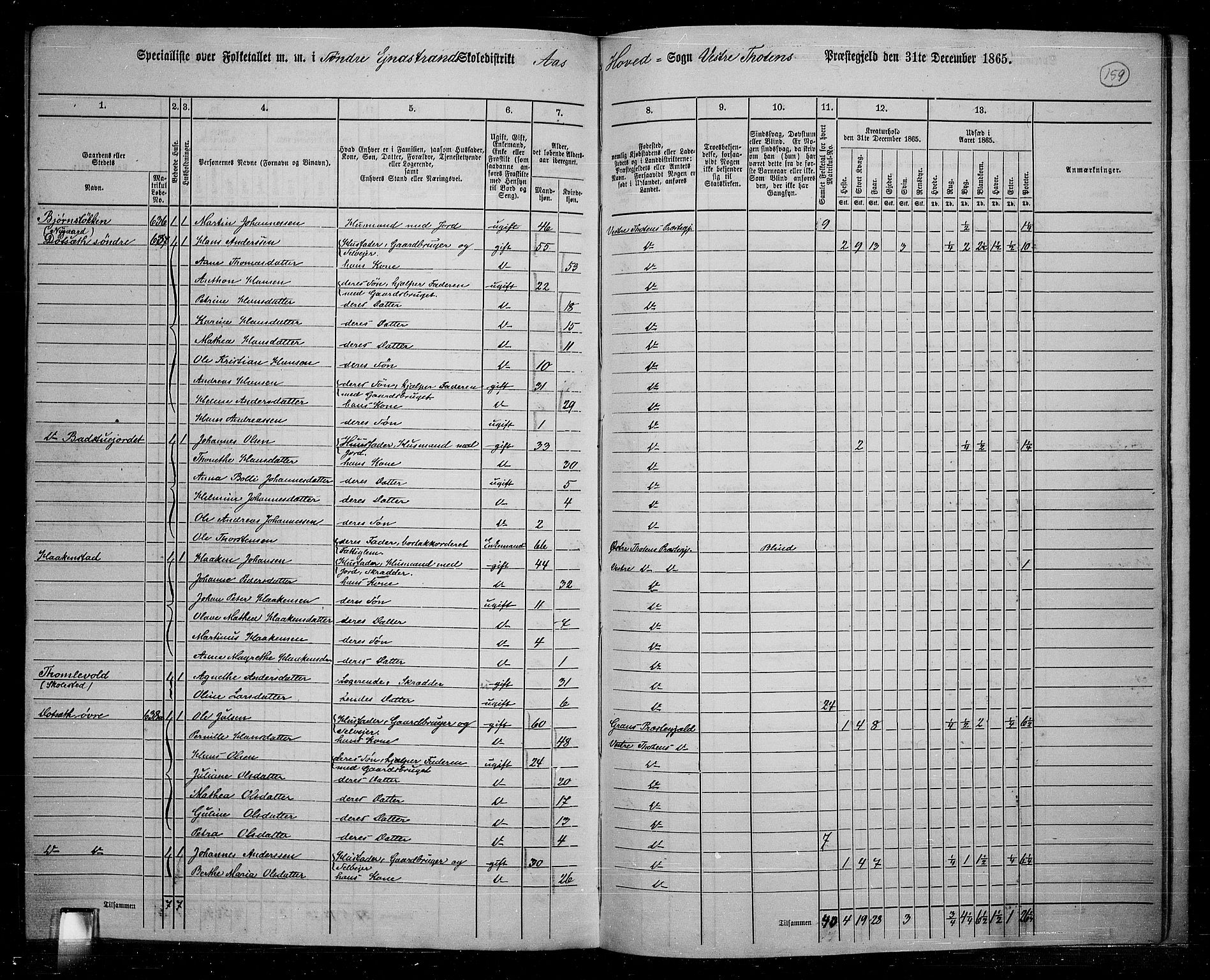 RA, 1865 census for Vestre Toten, 1865, p. 142