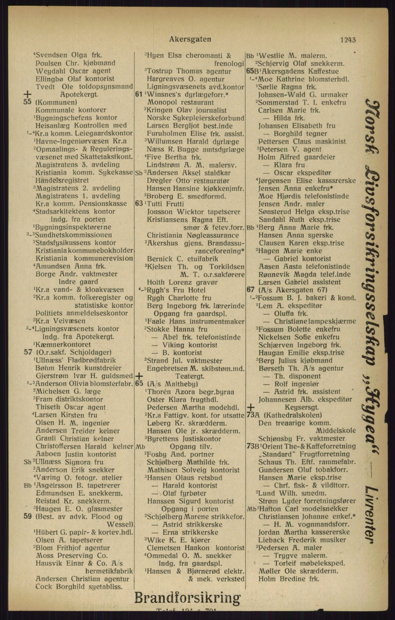 Kristiania/Oslo adressebok, PUBL/-, 1916, p. 1243