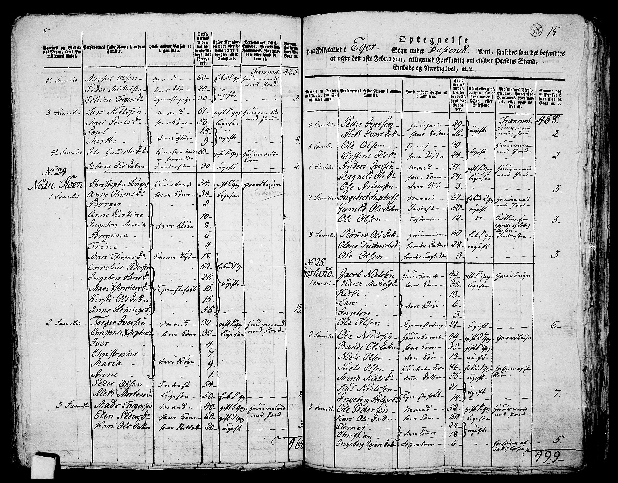 RA, 1801 census for 0624P Eiker, 1801, p. 389b-390a