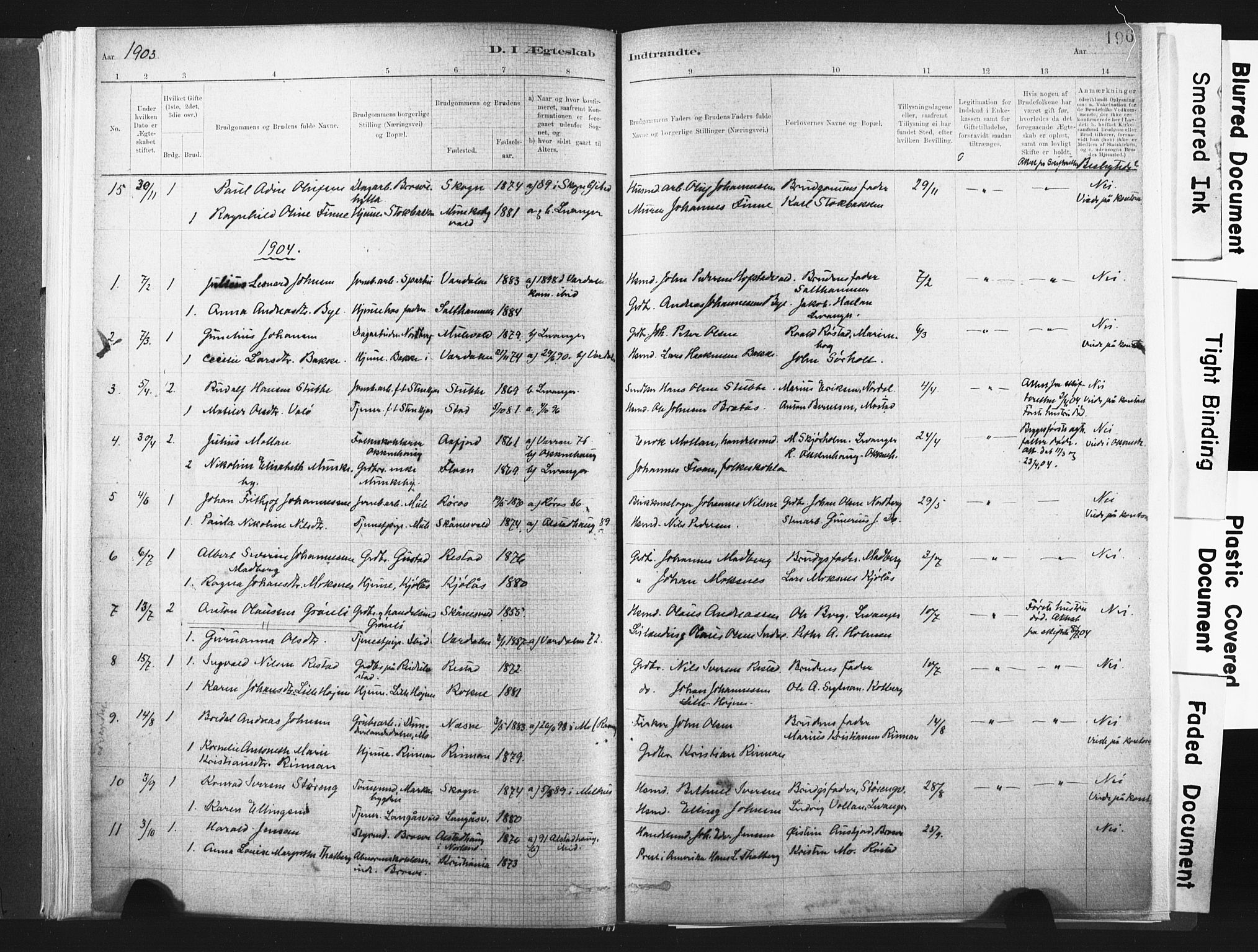 Ministerialprotokoller, klokkerbøker og fødselsregistre - Nord-Trøndelag, SAT/A-1458/721/L0207: Parish register (official) no. 721A02, 1880-1911, p. 196