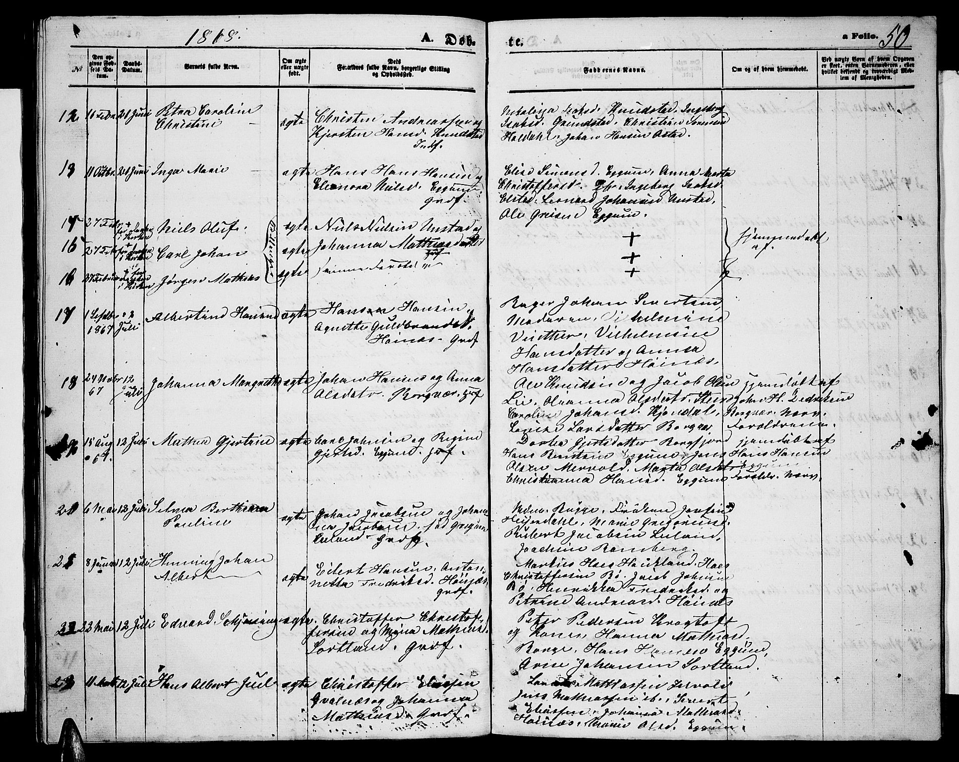 Ministerialprotokoller, klokkerbøker og fødselsregistre - Nordland, AV/SAT-A-1459/880/L1140: Parish register (copy) no. 880C02, 1861-1875, p. 50