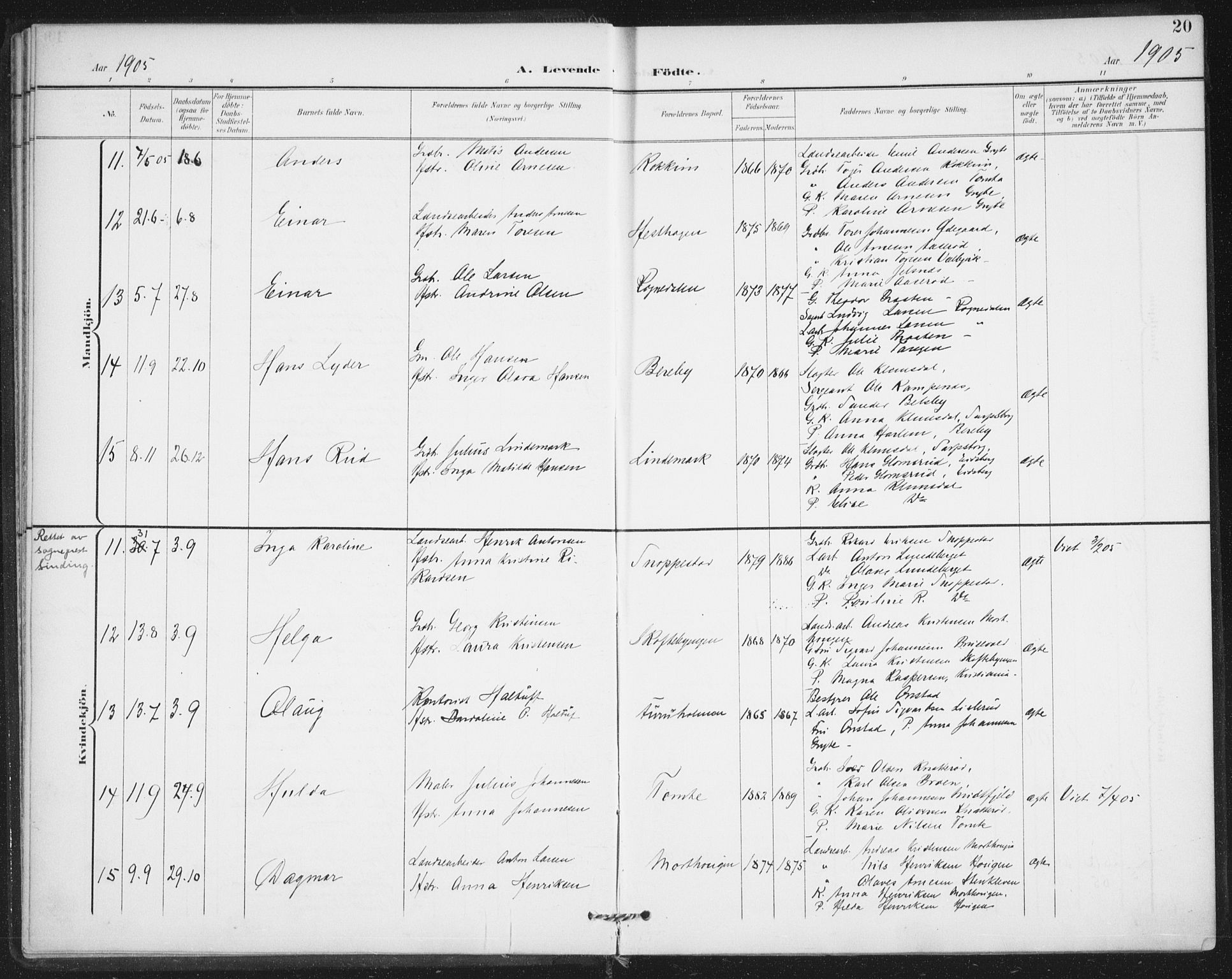 Varteig prestekontor Kirkebøker, AV/SAO-A-10447a/F/Fa/L0003: Parish register (official) no. 3, 1899-1919, p. 20