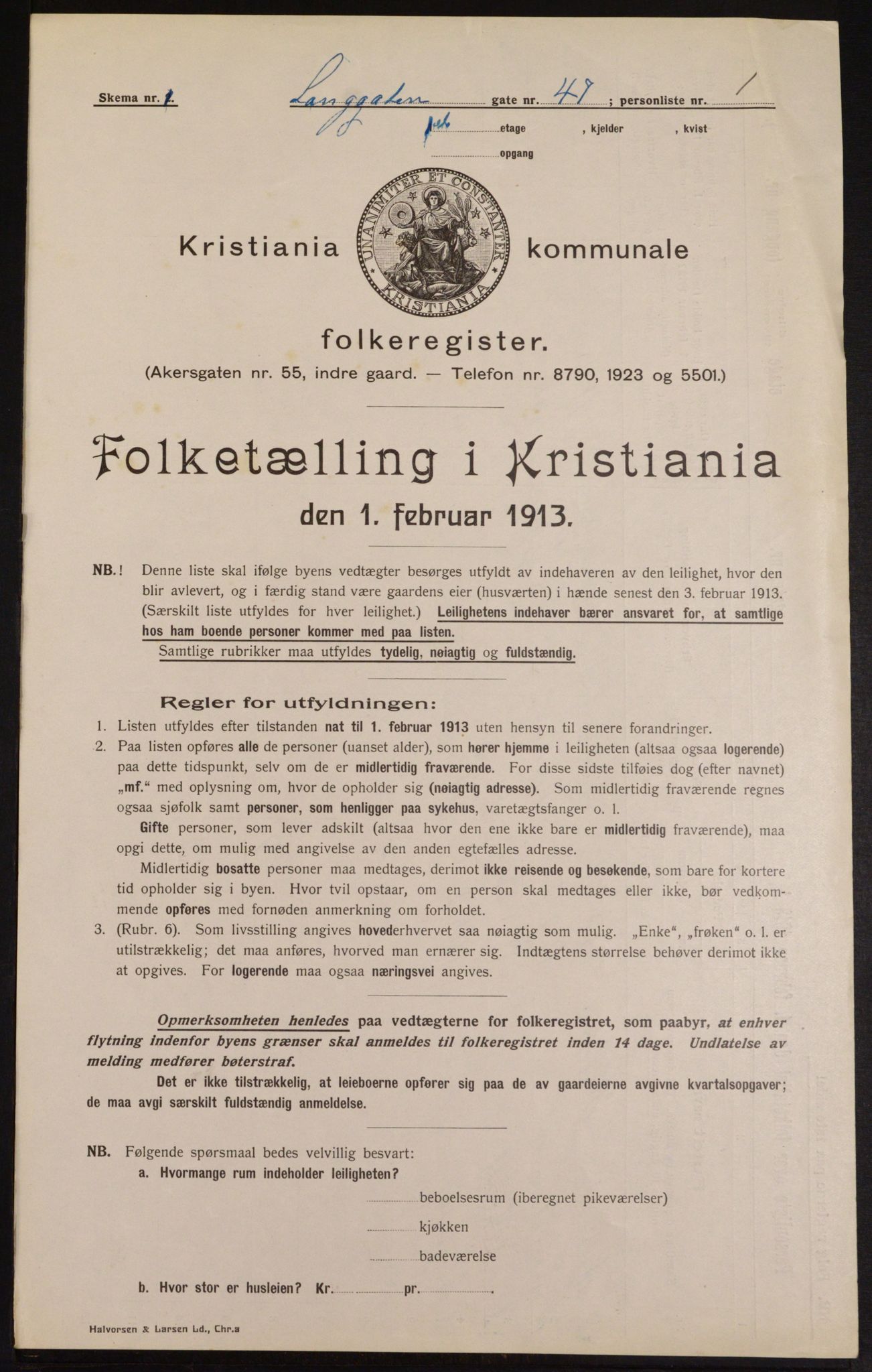 OBA, Municipal Census 1913 for Kristiania, 1913, p. 56671