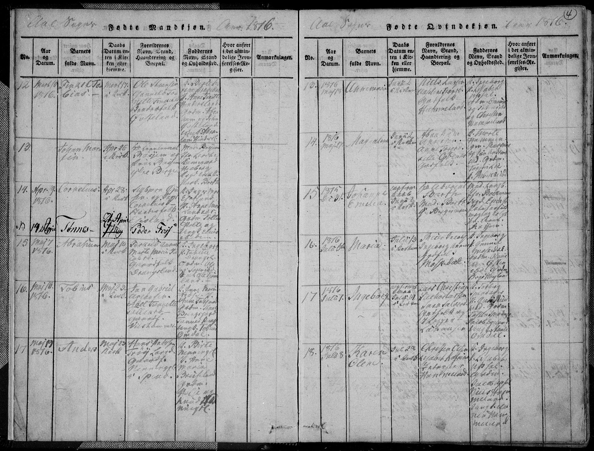 Lyngdal sokneprestkontor, AV/SAK-1111-0029/F/Fa/Fac/L0006: Parish register (official) no. A 6, 1815-1825, p. 4