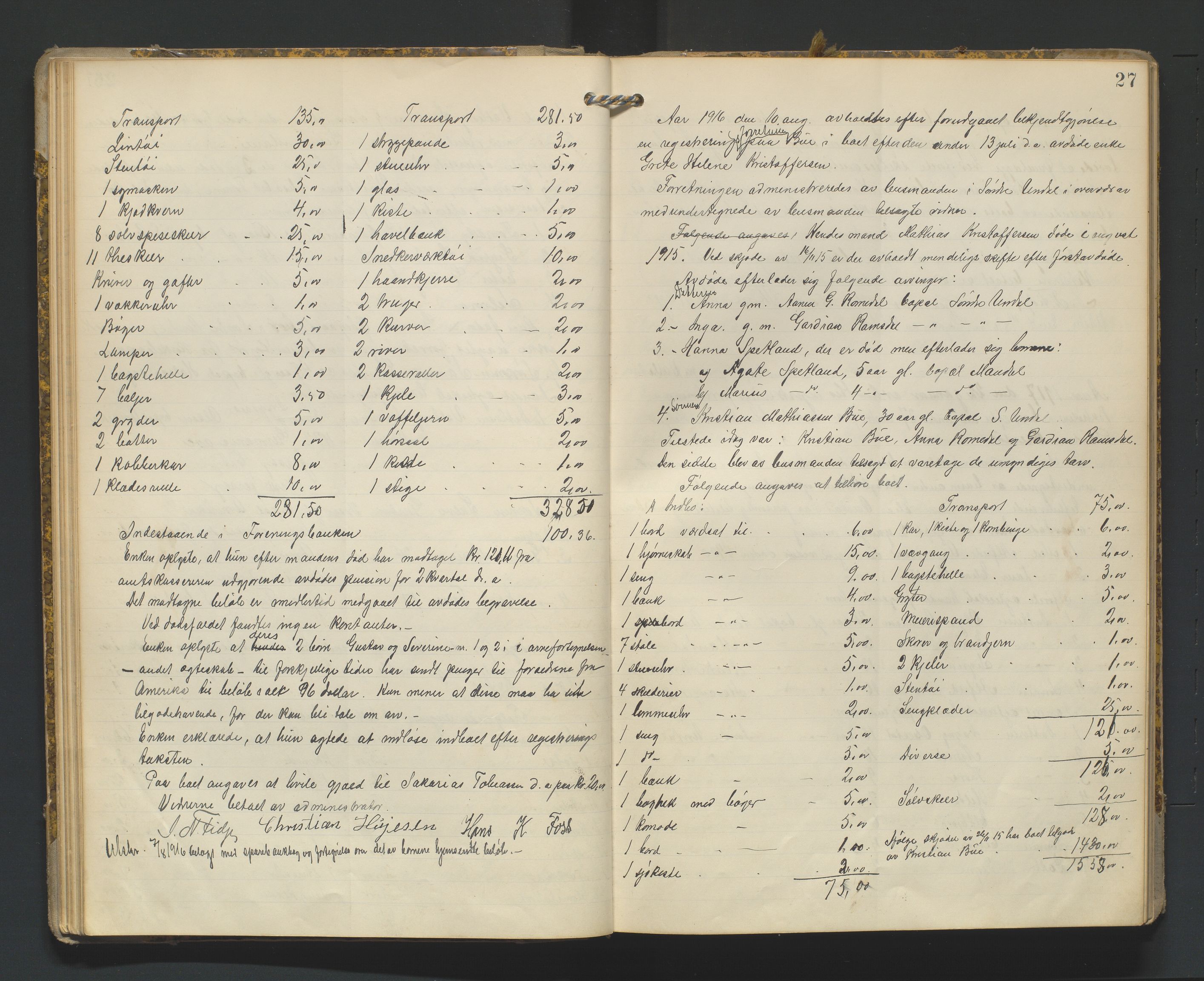 Mandal sorenskriveri, AV/SAK-1221-0005/001/H/Hc/L0065: Skifteregistreringsprotokoll nr 21 Sør-Audnedal, 1915-1931, p. 27