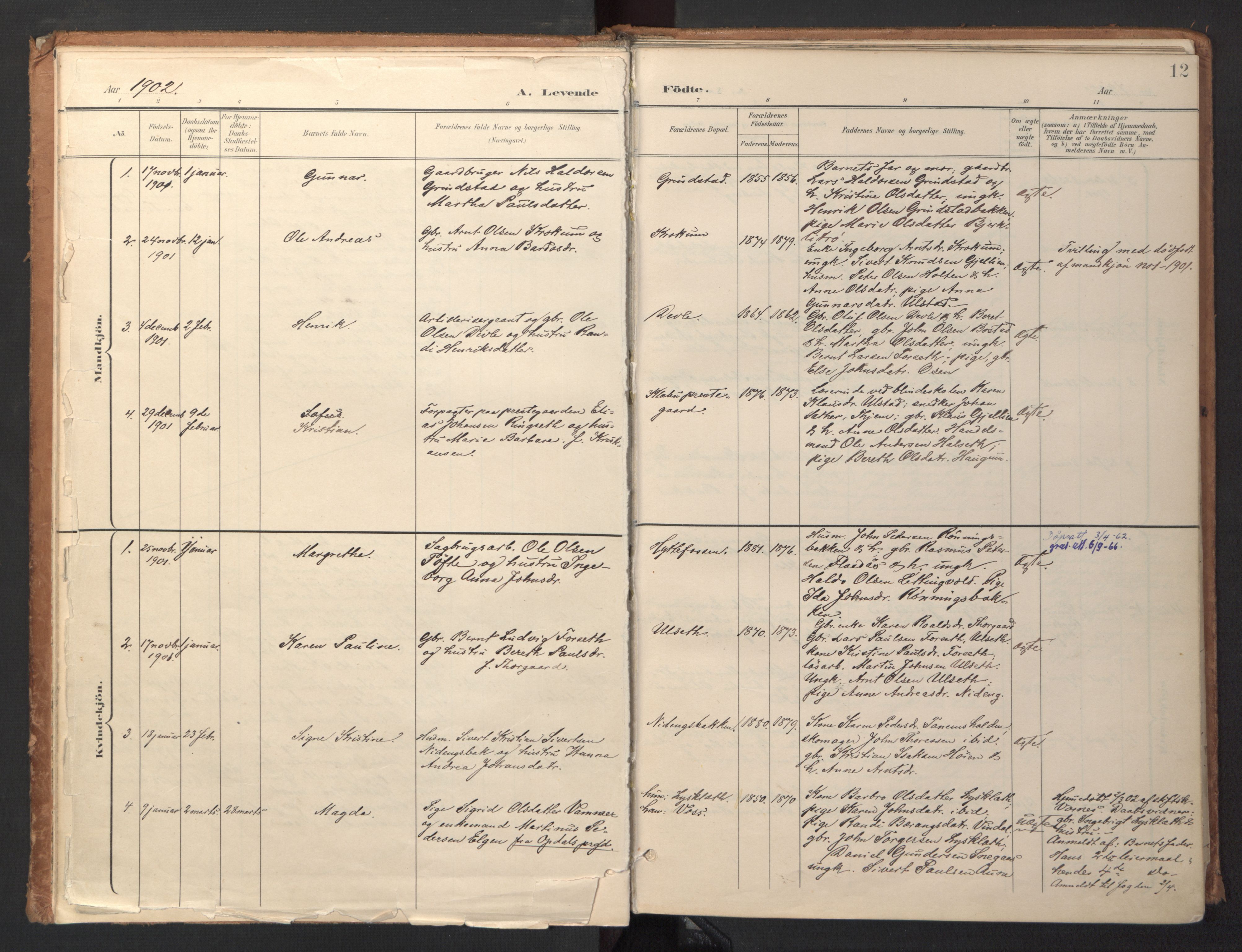 Ministerialprotokoller, klokkerbøker og fødselsregistre - Sør-Trøndelag, SAT/A-1456/618/L0448: Parish register (official) no. 618A11, 1898-1916, p. 12