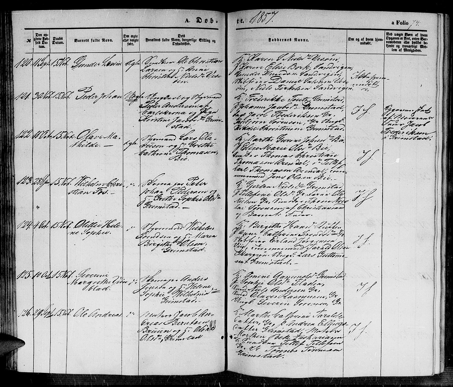 Fjære sokneprestkontor, SAK/1111-0011/F/Fb/L0008: Parish register (copy) no. B 8, 1854-1867, p. 74