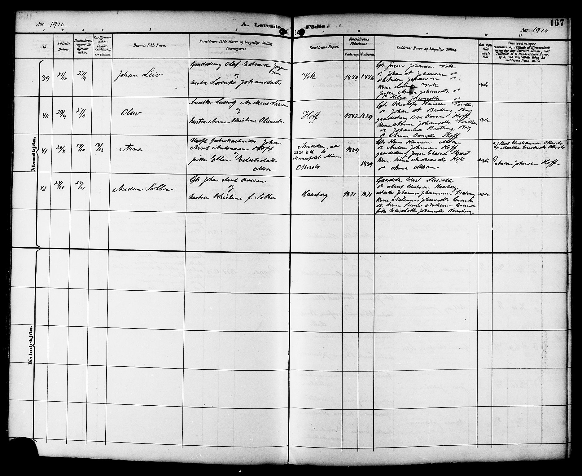 Ministerialprotokoller, klokkerbøker og fødselsregistre - Sør-Trøndelag, SAT/A-1456/659/L0746: Parish register (copy) no. 659C03, 1893-1912, p. 167