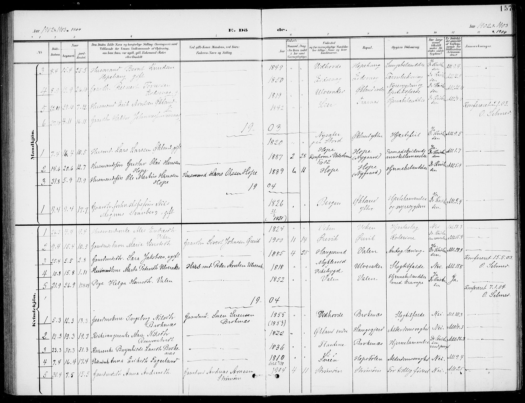 Sveio Sokneprestembete, SAB/A-78501/H/Haa: Parish register (official) no. C 3, 1899-1916, p. 157