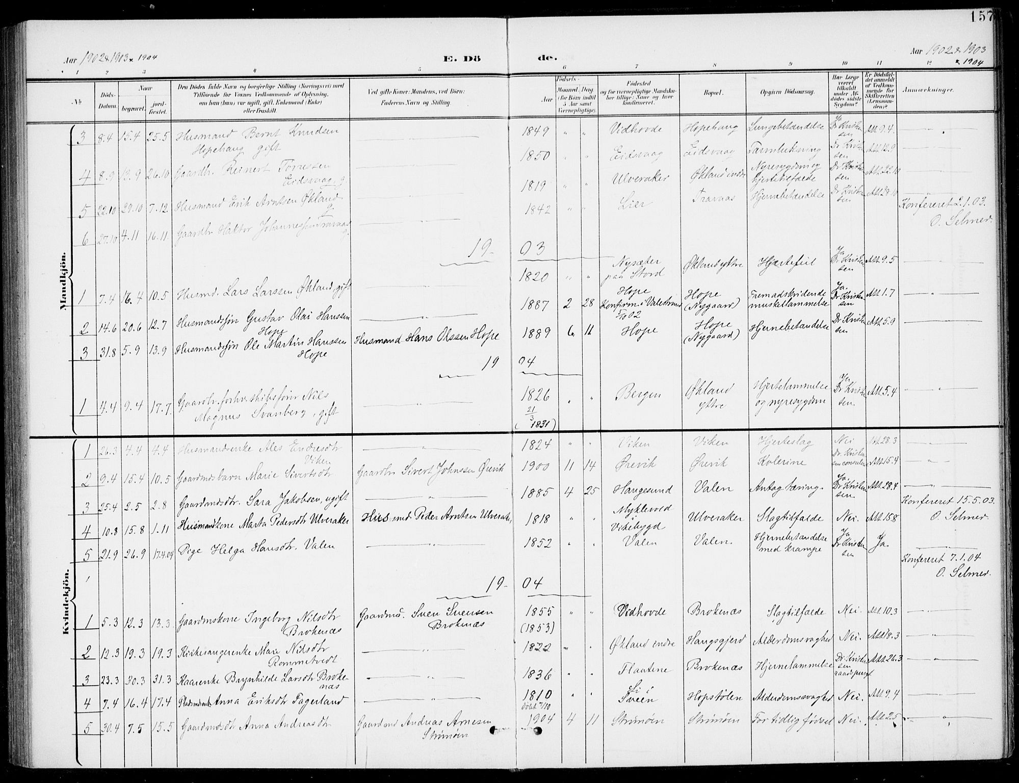 Sveio Sokneprestembete, AV/SAB-A-78501/H/Haa: Parish register (official) no. C 3, 1899-1916, p. 157