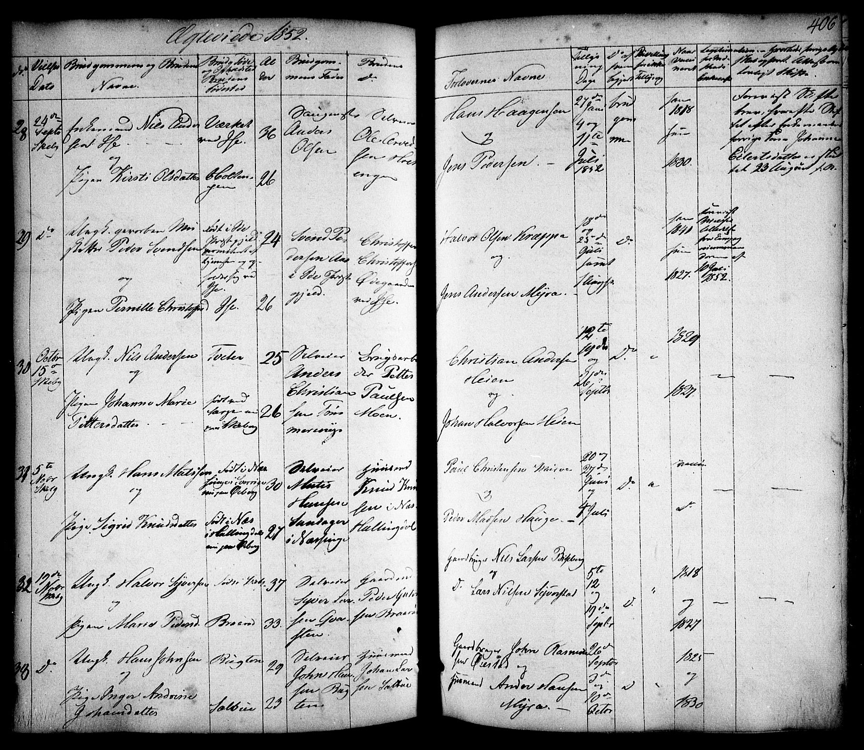 Skjeberg prestekontor Kirkebøker, AV/SAO-A-10923/F/Fa/L0006: Parish register (official) no. I 6, 1846-1858, p. 406