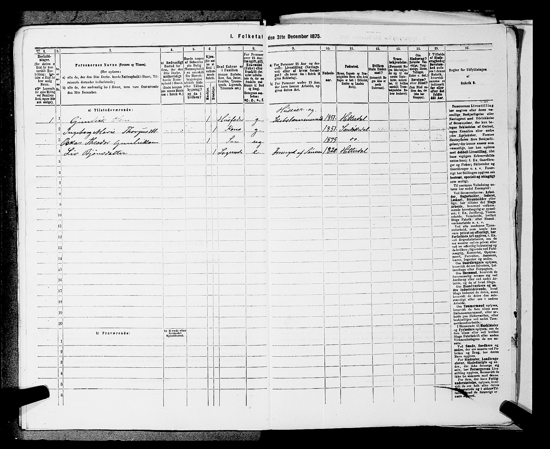 SAKO, 1875 census for 0816P Sannidal, 1875, p. 1689