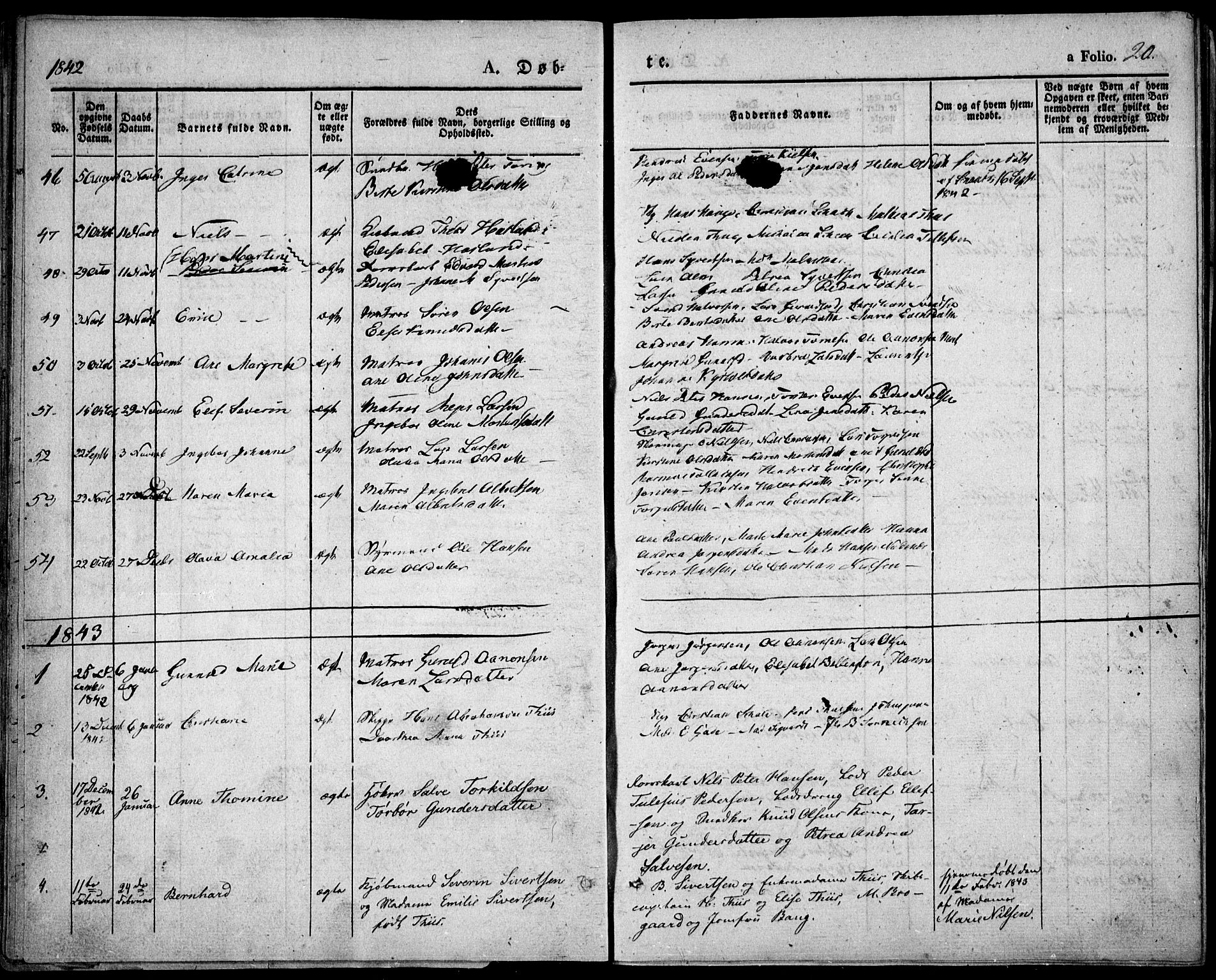 Risør sokneprestkontor, SAK/1111-0035/F/Fa/L0003: Parish register (official) no. A 3, 1838-1864, p. 20