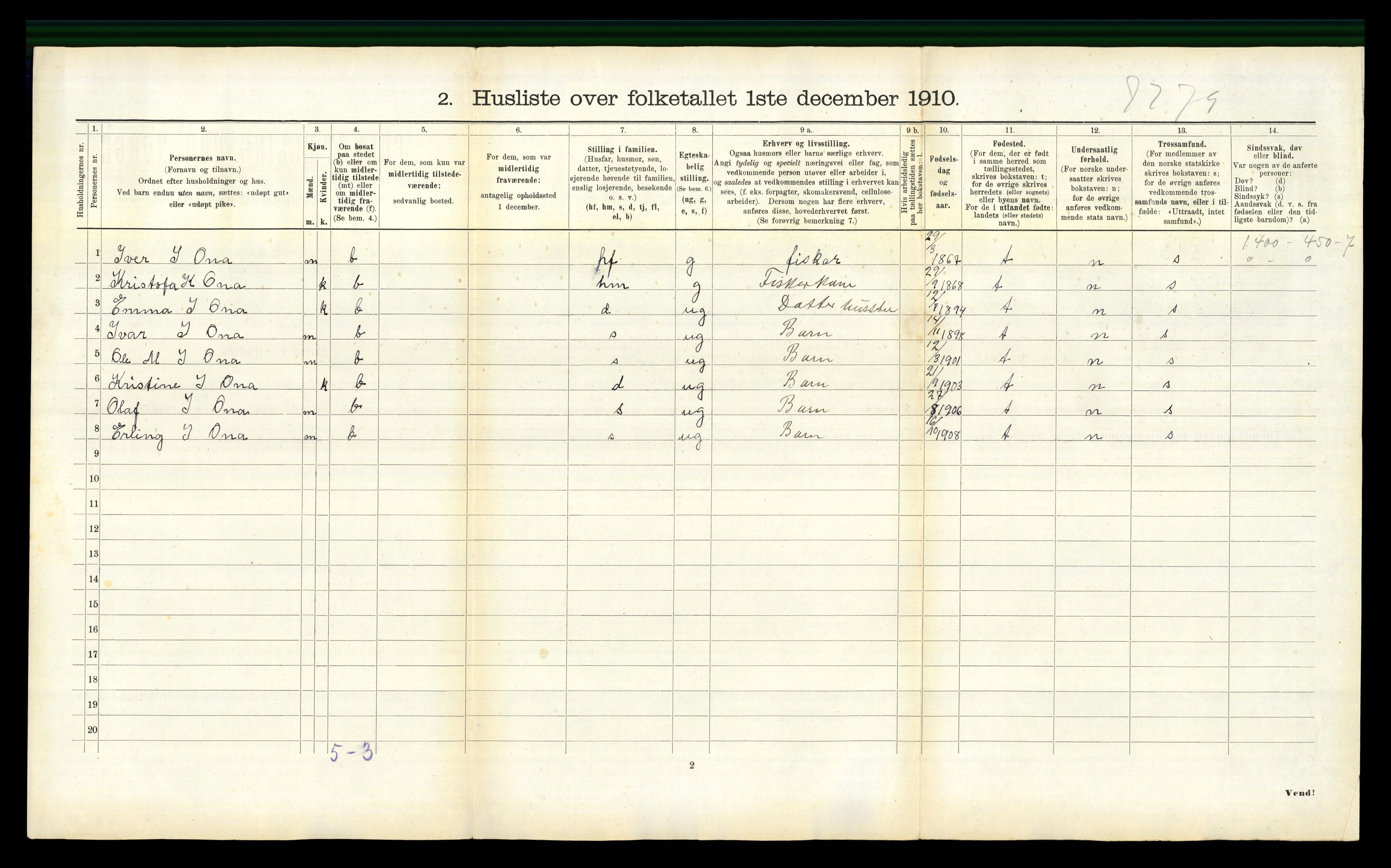 RA, 1910 census for Sandøy, 1910, p. 157