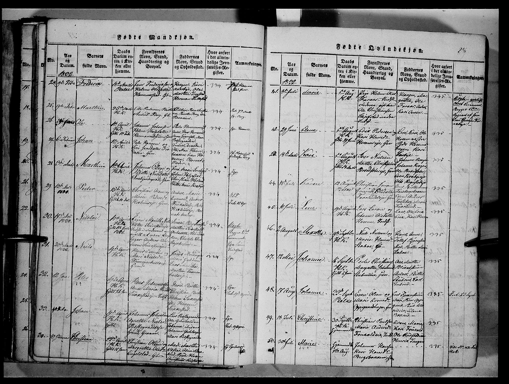 Østre Toten prestekontor, AV/SAH-PREST-104/H/Ha/Haa/L0001: Parish register (official) no. 1, 1828-1839, p. 28