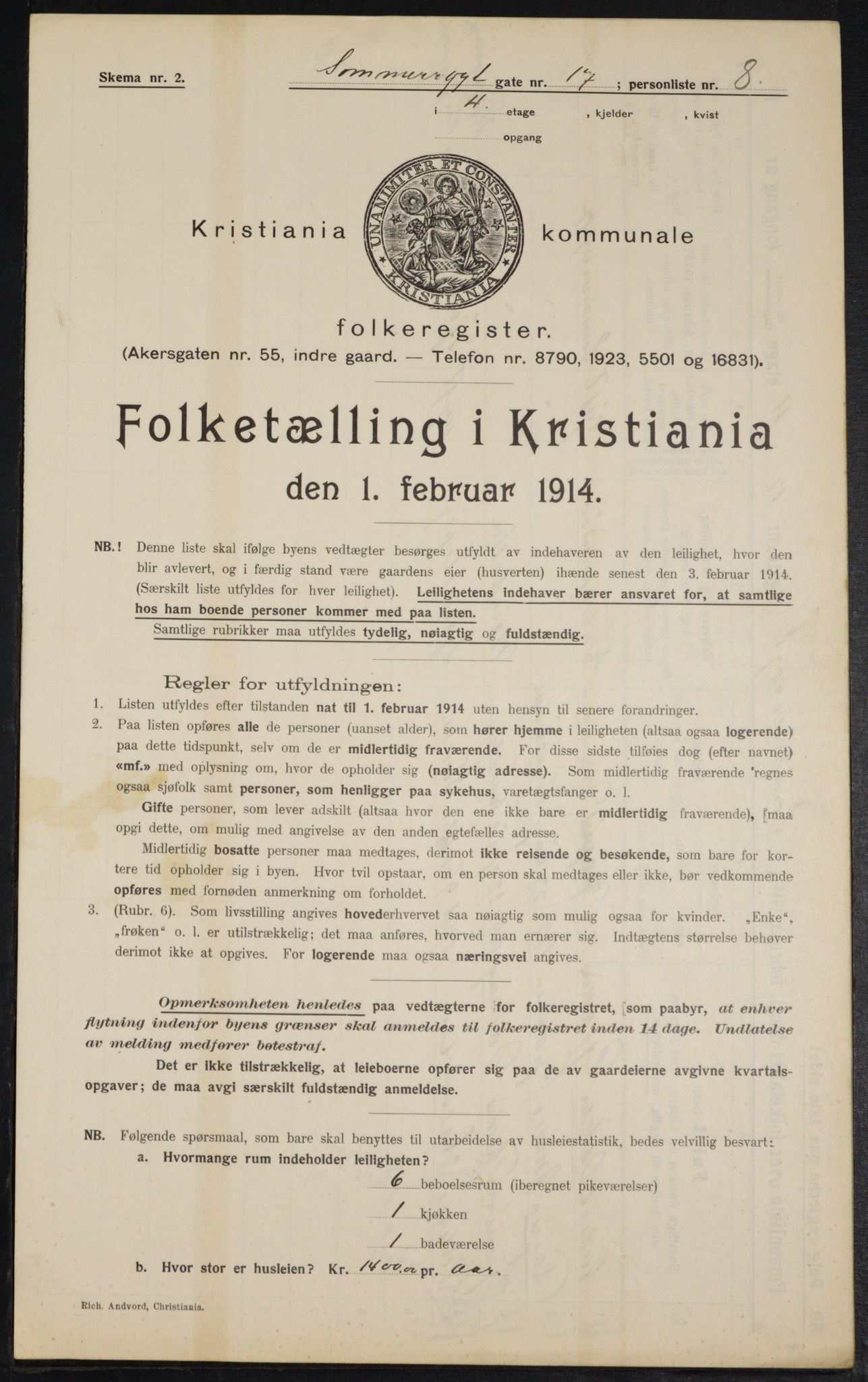 OBA, Municipal Census 1914 for Kristiania, 1914, p. 99597