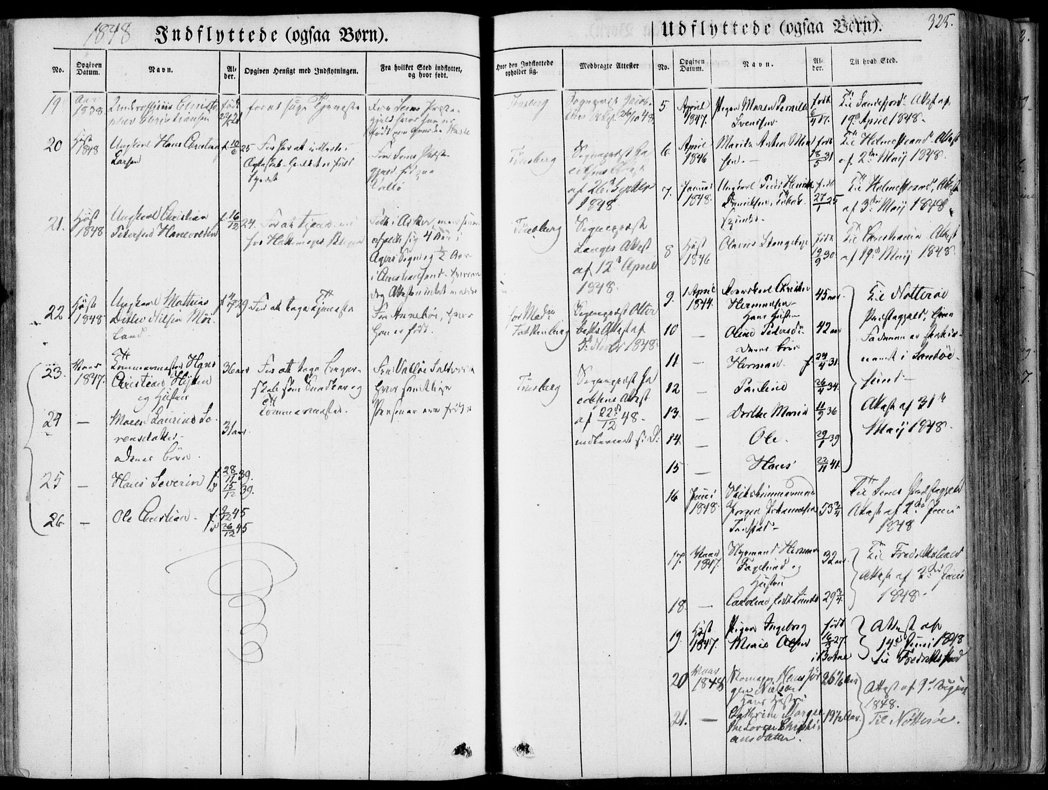 Tønsberg kirkebøker, SAKO/A-330/F/Fa/L0007: Parish register (official) no. I 7, 1845-1854, p. 325