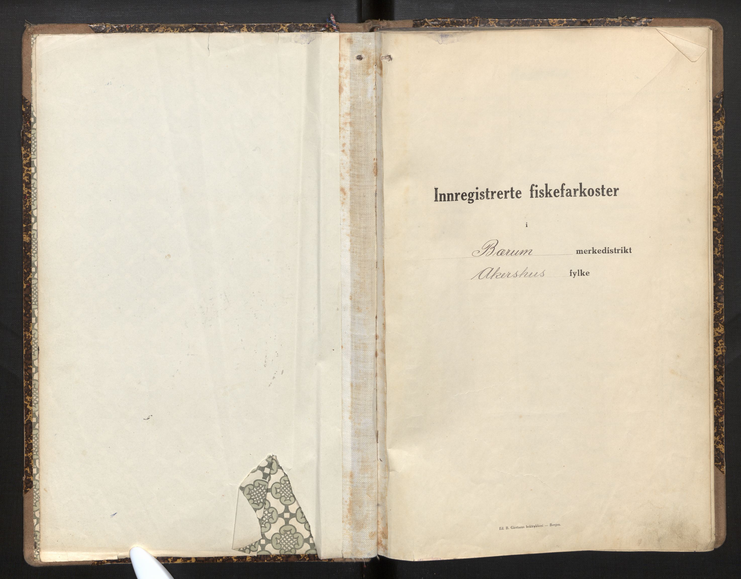 Fiskeridirektoratet - 1 Adm. ledelse - 13 Båtkontoret, AV/SAB-A-2003/I/Ia/Iao/L0002: 135.1502/1 Merkeprotokoll - Bærum, 1920-1960