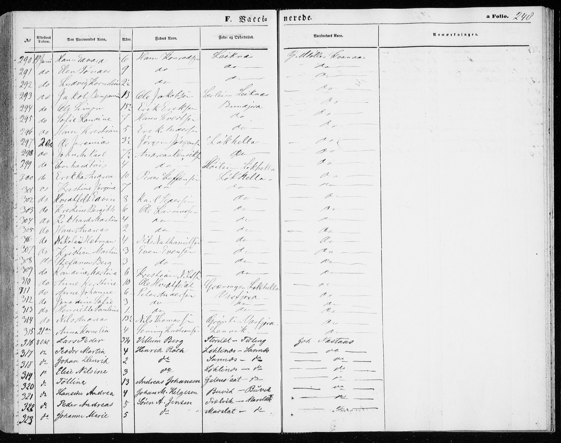 Lenvik sokneprestembete, AV/SATØ-S-1310/H/Ha/Haa/L0009kirke: Parish register (official) no. 9, 1866-1873, p. 248