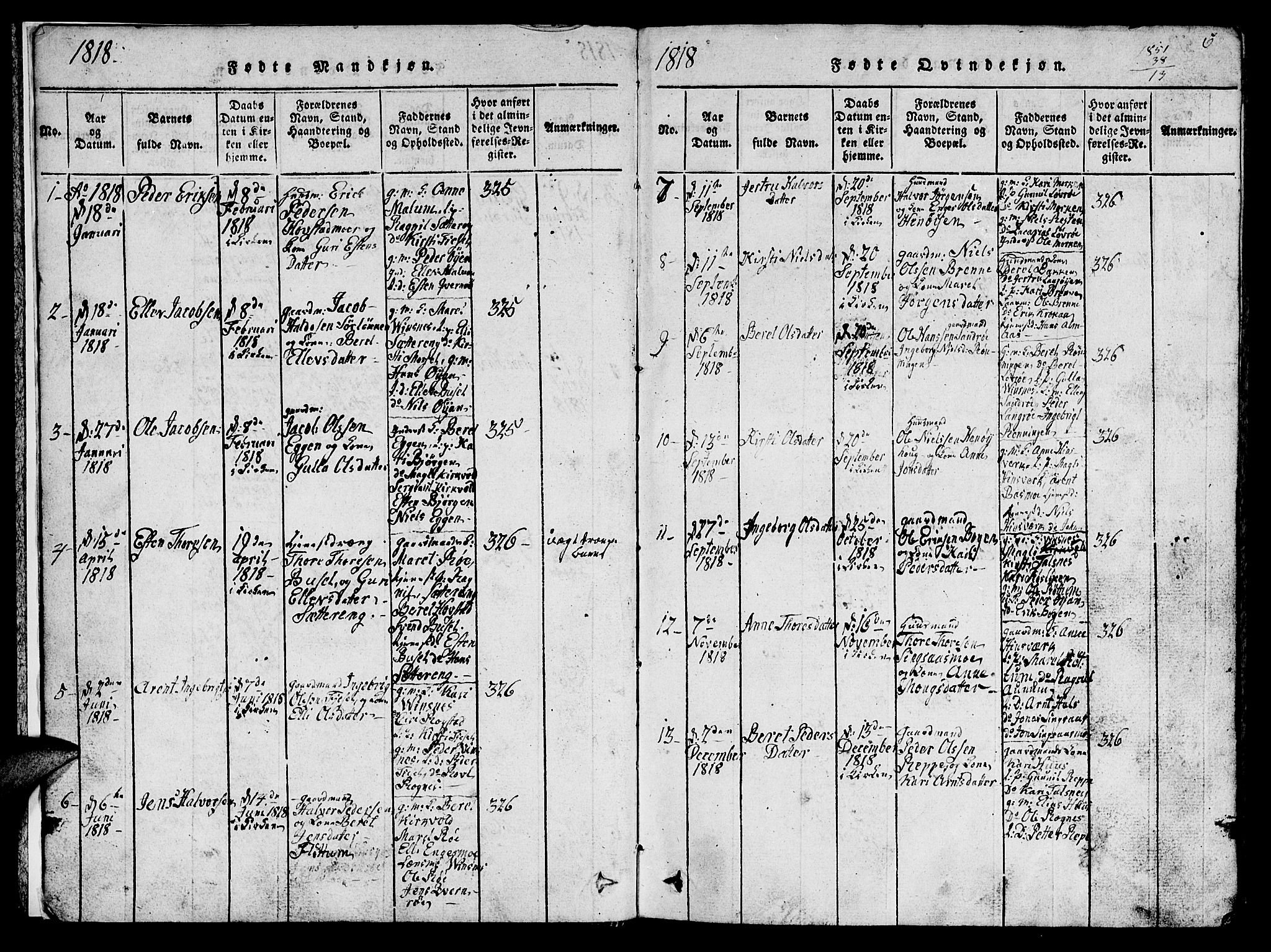 Ministerialprotokoller, klokkerbøker og fødselsregistre - Sør-Trøndelag, SAT/A-1456/688/L1026: Parish register (copy) no. 688C01, 1817-1860, p. 5
