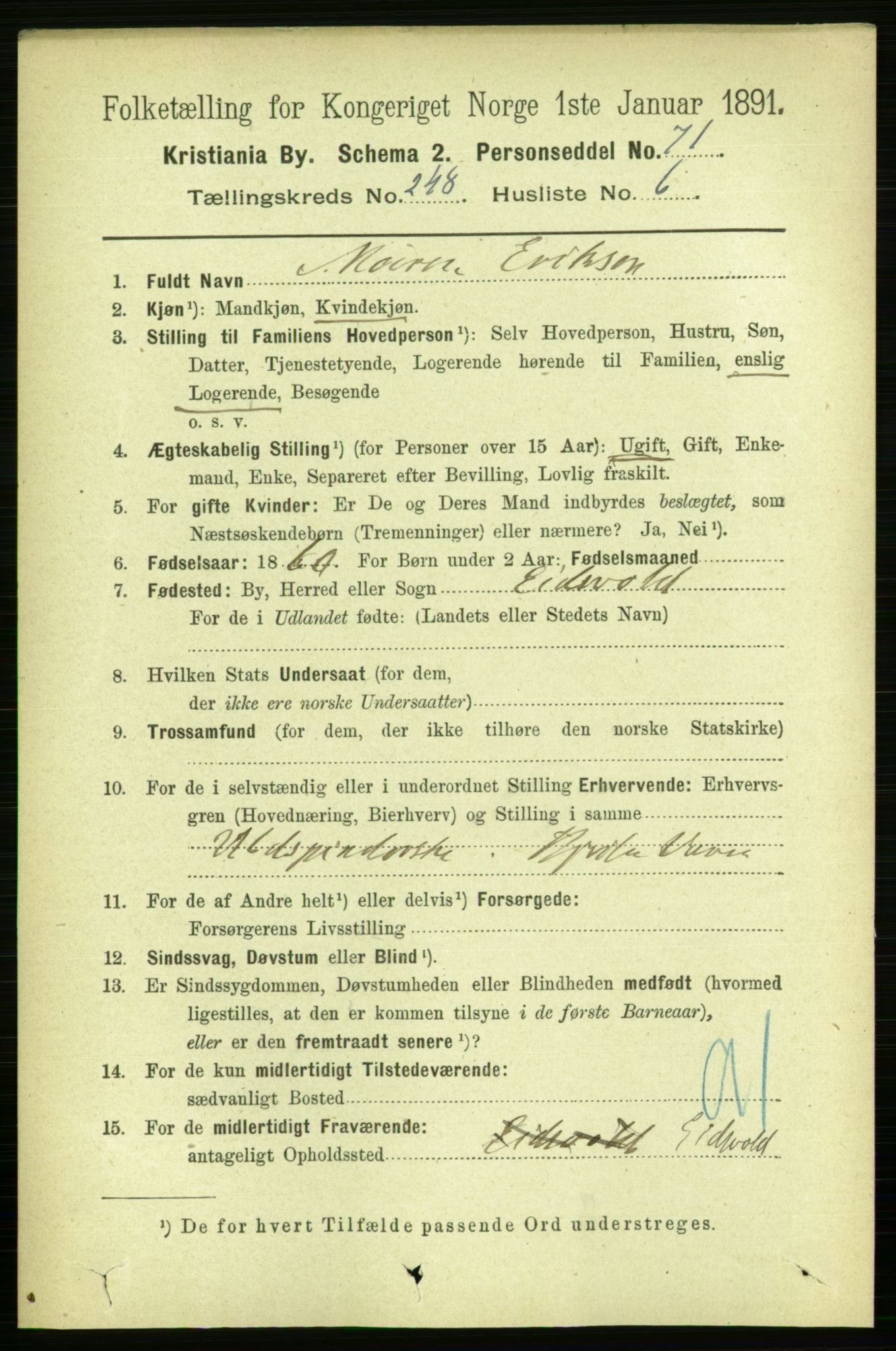RA, 1891 census for 0301 Kristiania, 1891, p. 151294