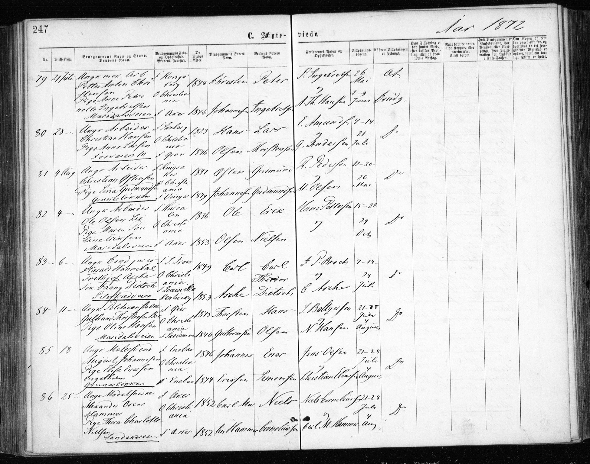 Gamle Aker prestekontor Kirkebøker, AV/SAO-A-10617a/F/L0003: Parish register (official) no. 3, 1865-1873, p. 247