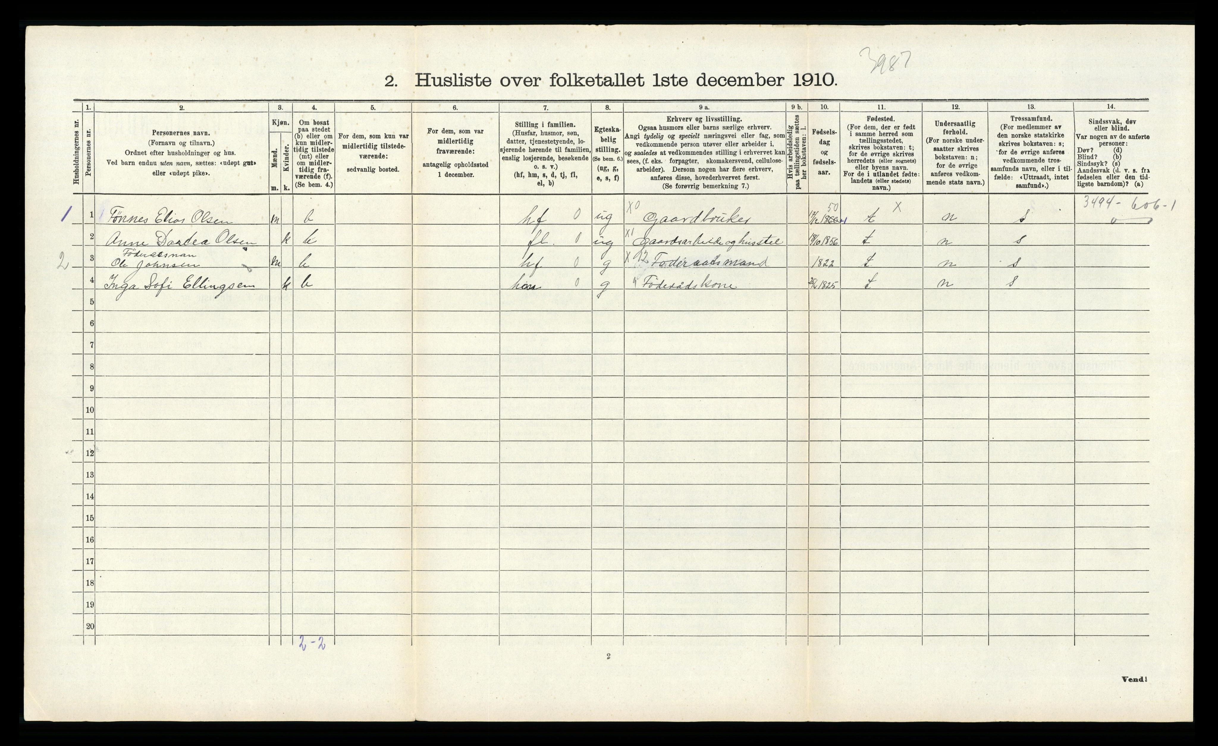 RA, 1910 census for Gyland, 1910, p. 329