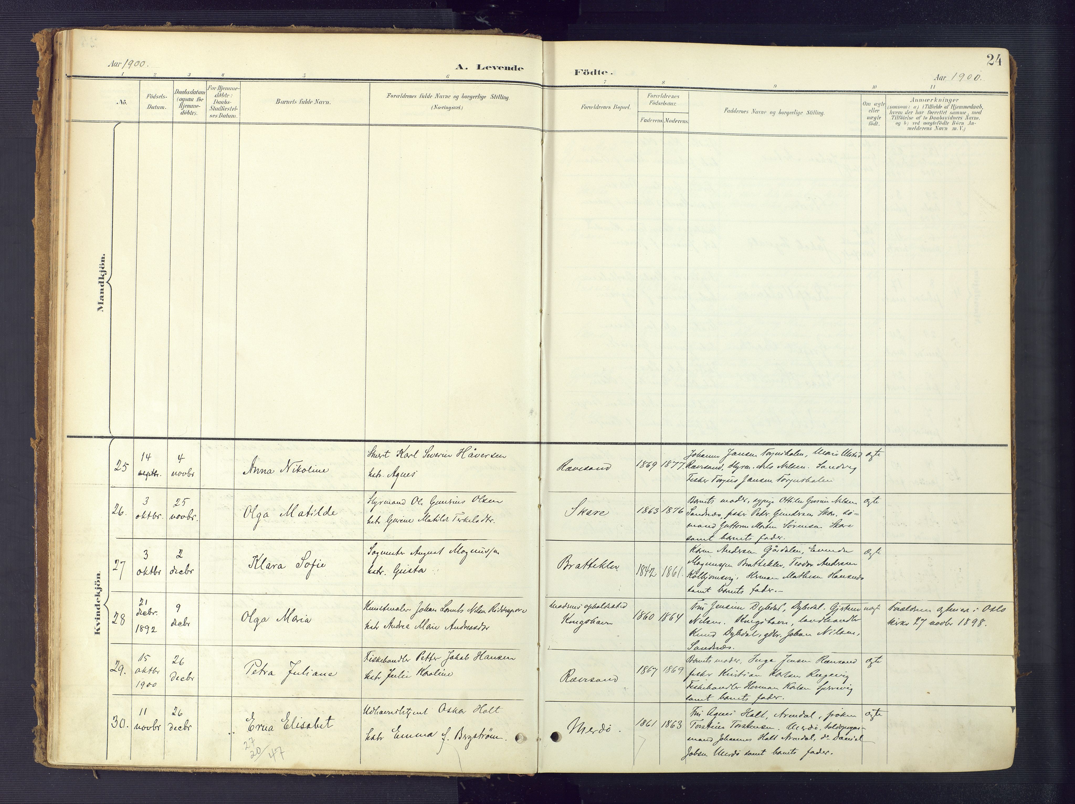 Tromøy sokneprestkontor, AV/SAK-1111-0041/F/Fa/L0010: Parish register (official) no. A 10, 1896-1912, p. 24