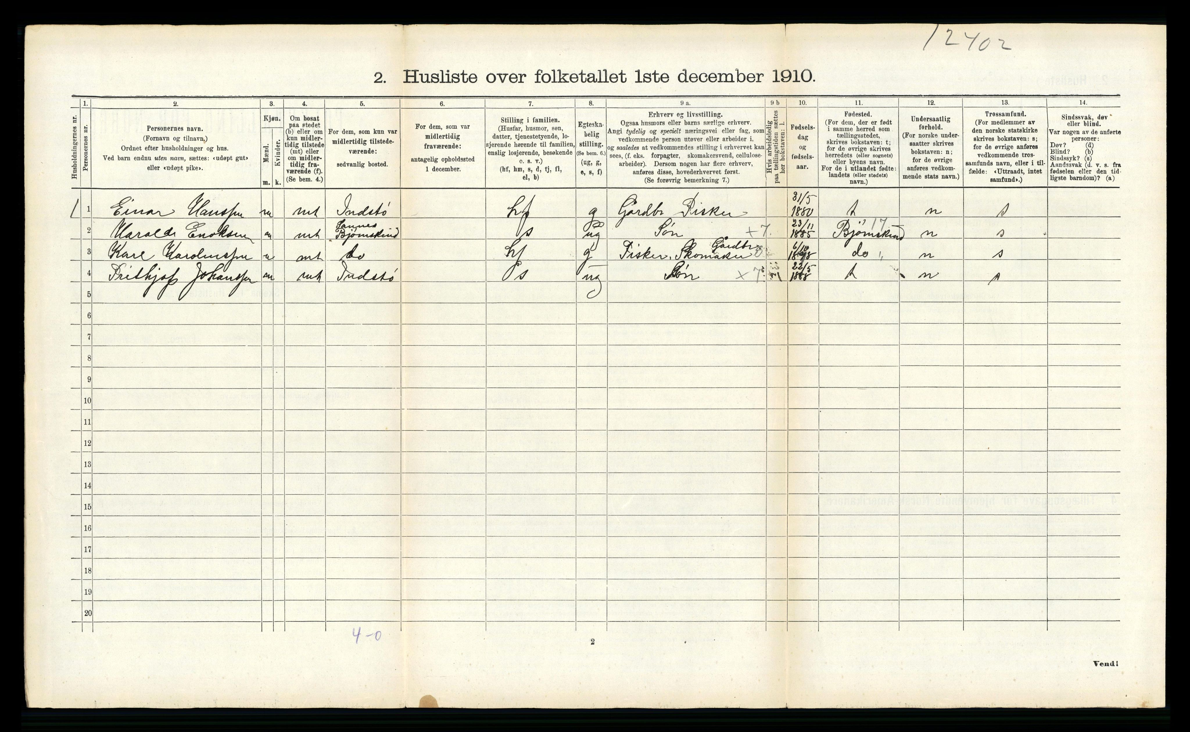 RA, 1910 census for Øksnes, 1910, p. 871