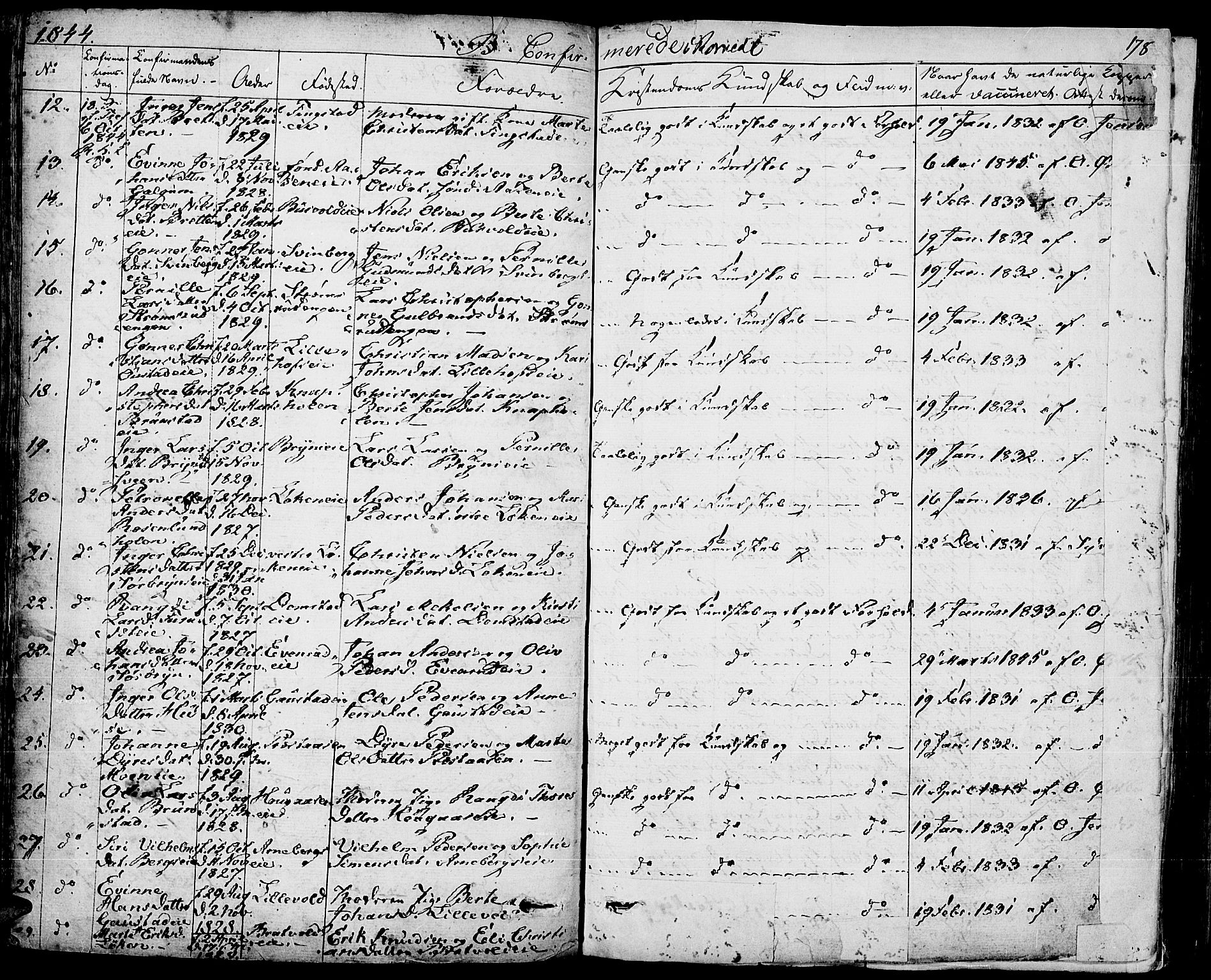 Romedal prestekontor, AV/SAH-PREST-004/K/L0003: Parish register (official) no. 3, 1829-1846, p. 178