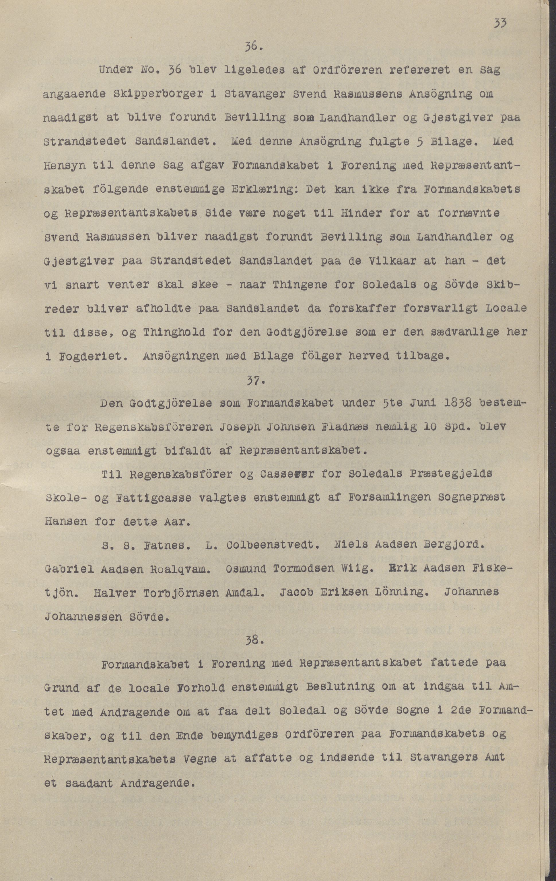 Sauda kommune - Formannskapet/sentraladministrasjonen, IKAR/K-100597/A/Aa/L0001: Møtebok, 1838-1888, p. 33