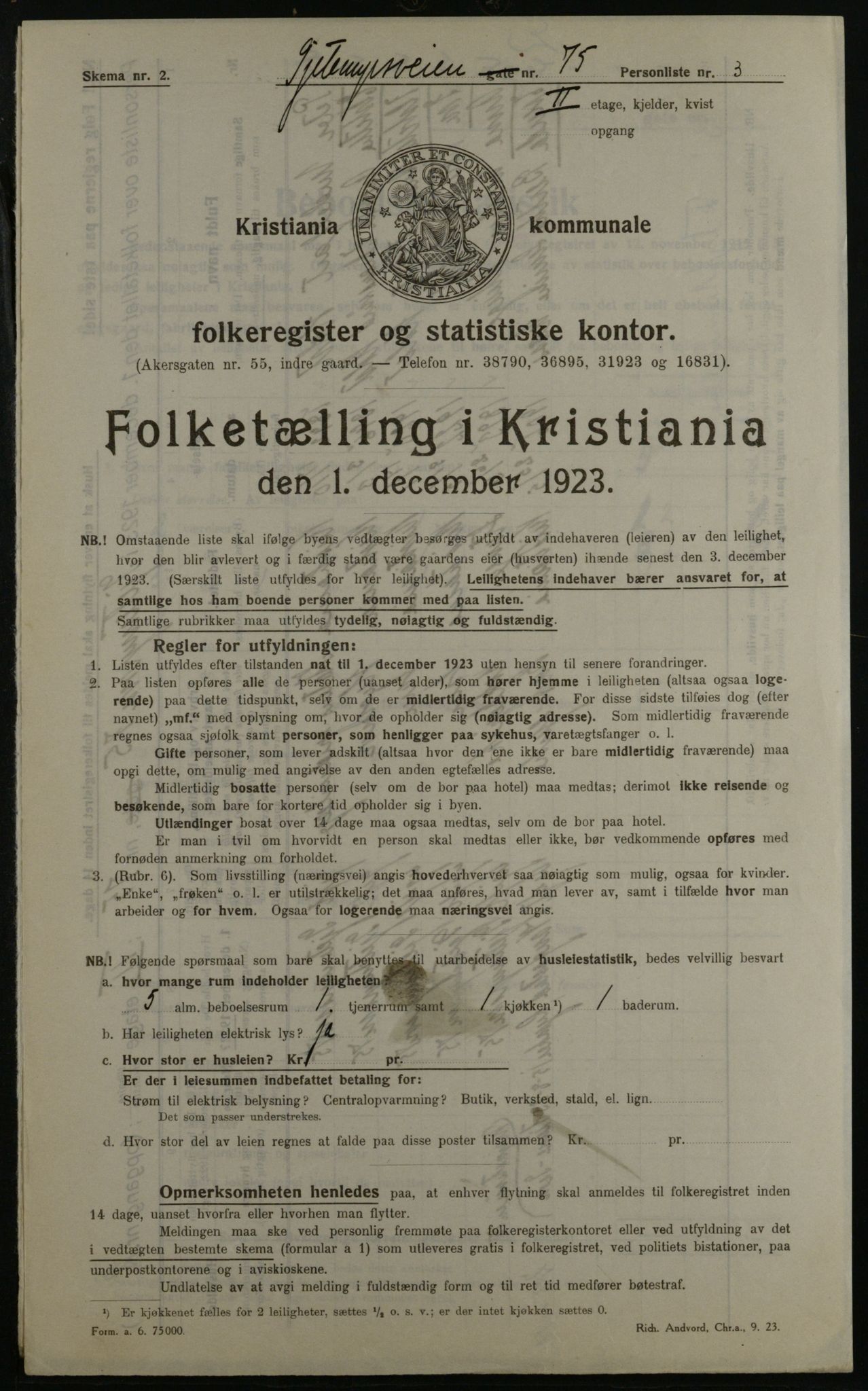 OBA, Municipal Census 1923 for Kristiania, 1923, p. 32849