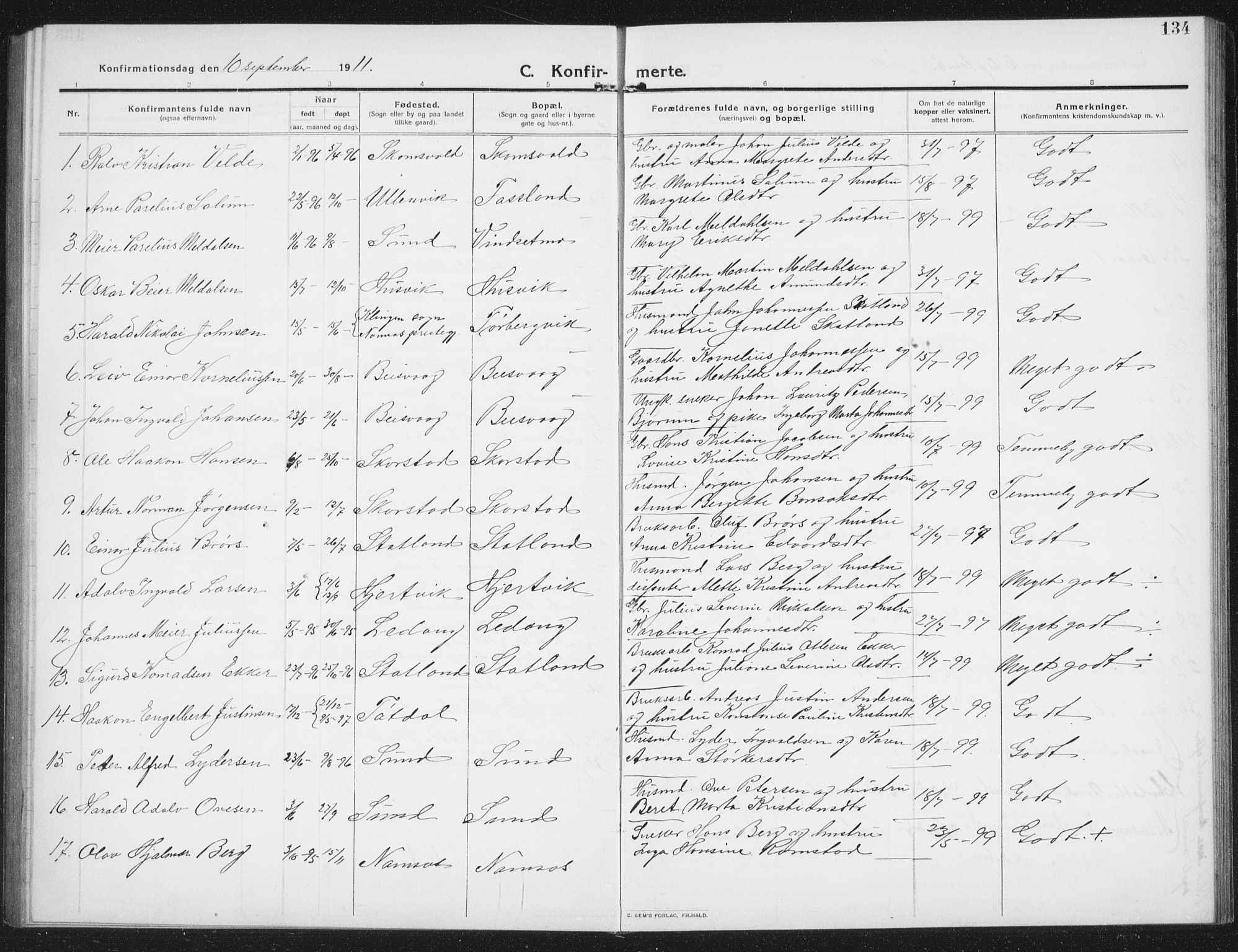 Ministerialprotokoller, klokkerbøker og fødselsregistre - Nord-Trøndelag, SAT/A-1458/774/L0630: Parish register (copy) no. 774C01, 1910-1934, p. 134