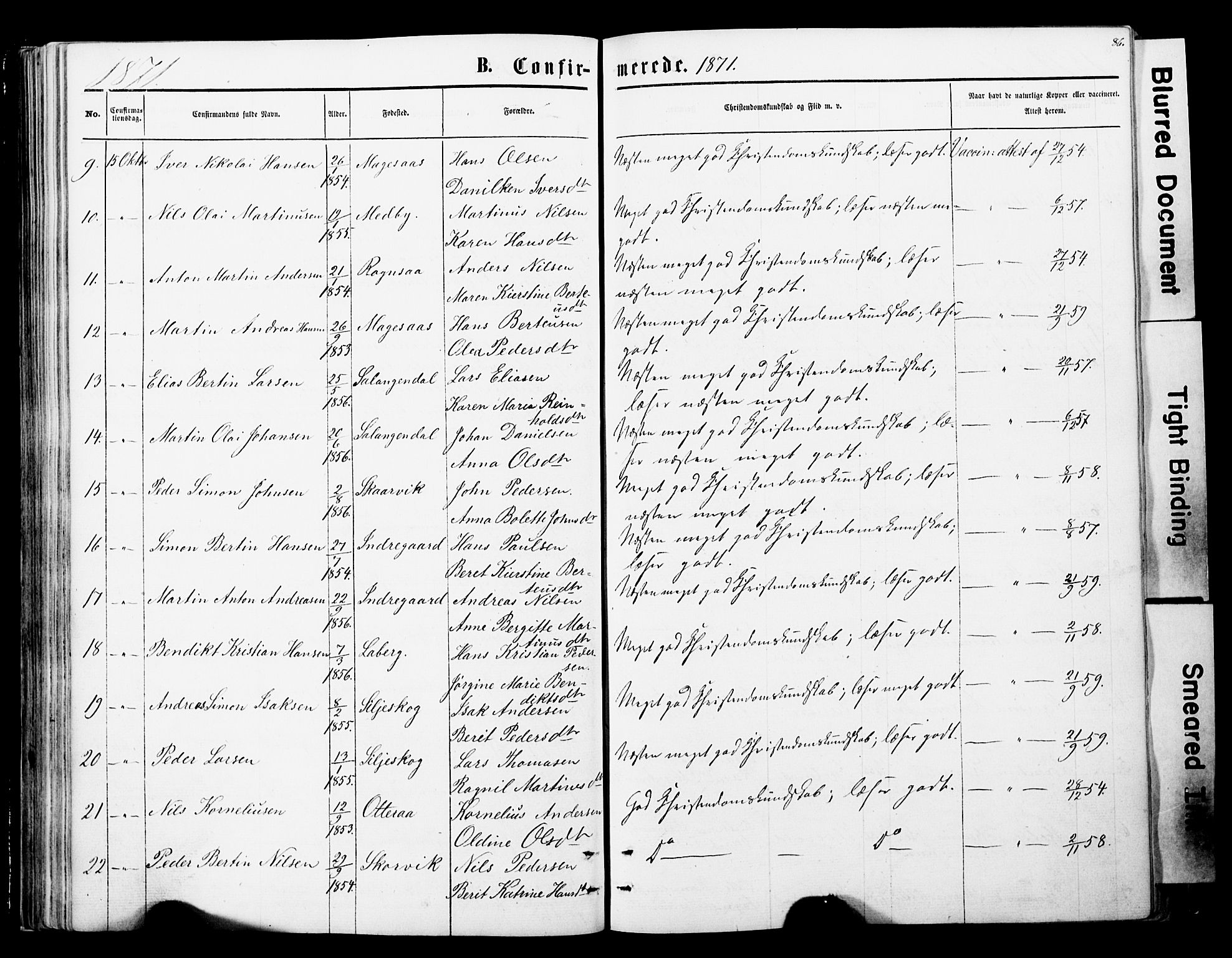 Ibestad sokneprestembete, SATØ/S-0077/H/Ha/Haa/L0013kirke: Parish register (official) no. 13, 1865-1879, p. 86