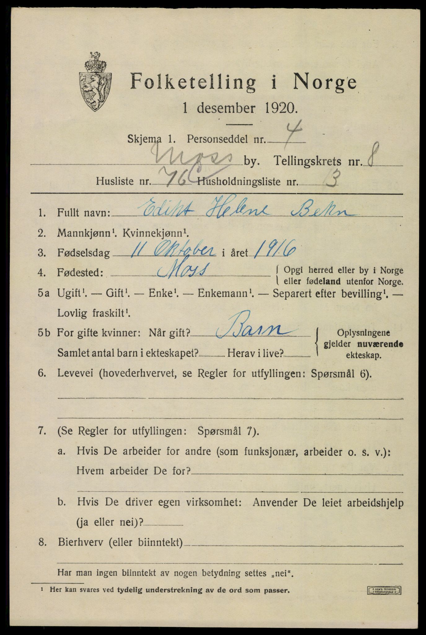 SAO, 1920 census for Moss, 1920, p. 23823