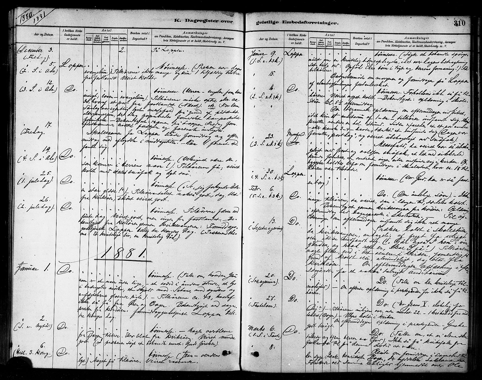 Loppa sokneprestkontor, SATØ/S-1339/H/Ha/L0006kirke: Parish register (official) no. 6, 1879-1895, p. 310