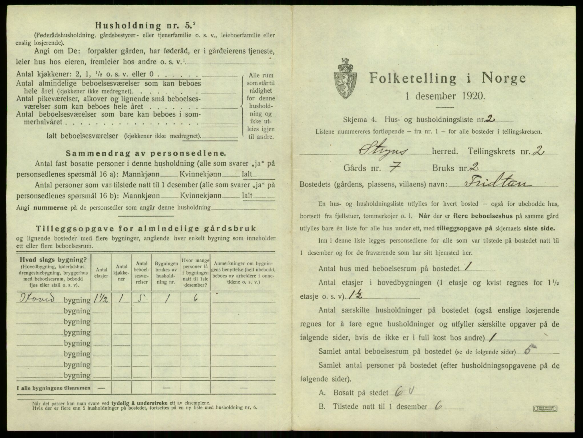 SAB, 1920 census for Stryn, 1920, p. 78