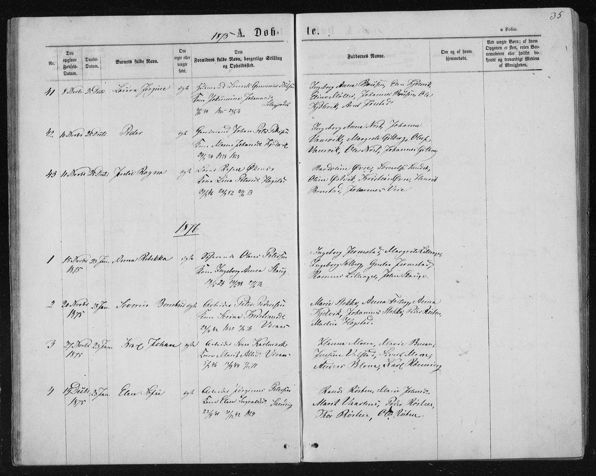 Ministerialprotokoller, klokkerbøker og fødselsregistre - Nord-Trøndelag, SAT/A-1458/722/L0219: Parish register (official) no. 722A06, 1868-1880, p. 35