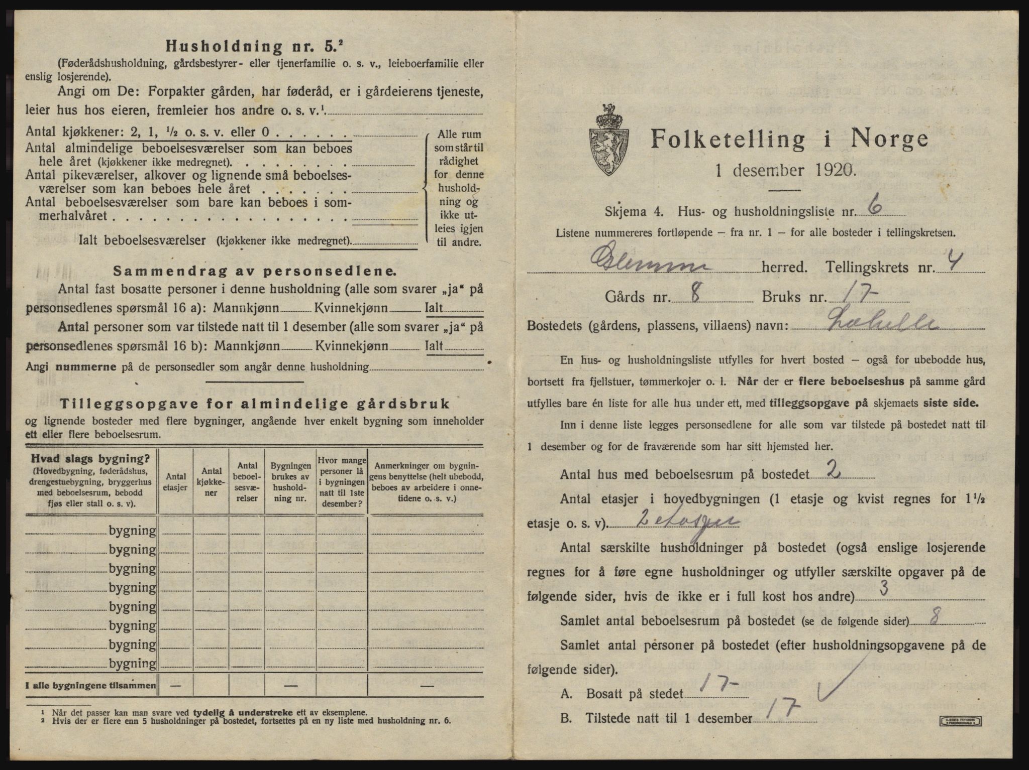 SAO, 1920 census for Glemmen, 1920, p. 639