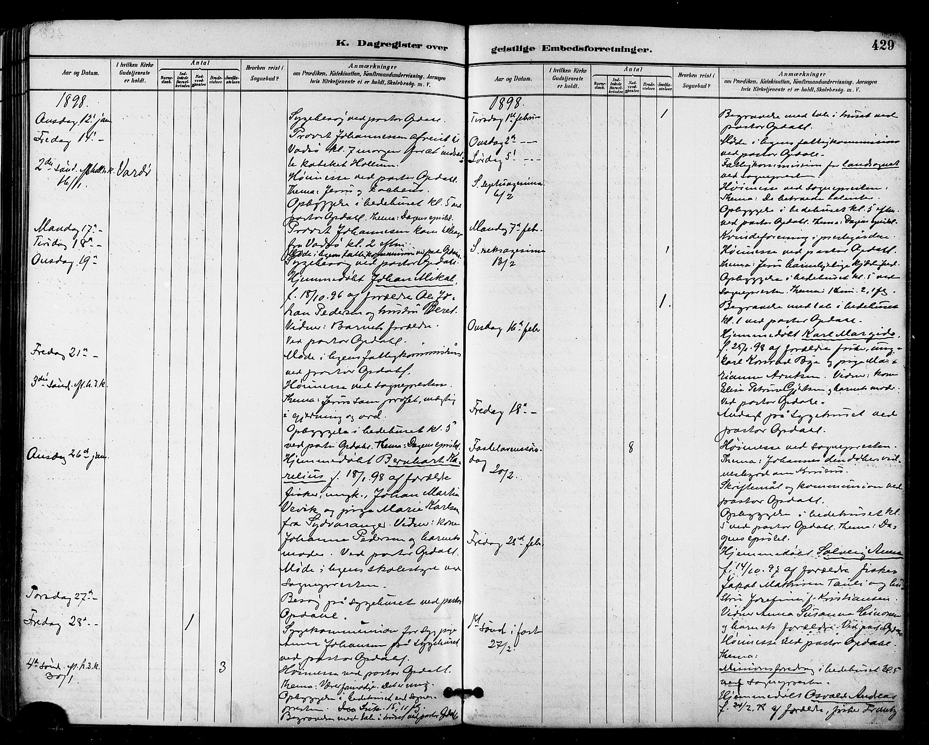 Vardø sokneprestkontor, AV/SATØ-S-1332/H/Ha/L0007kirke: Parish register (official) no. 7, 1886-1897, p. 429