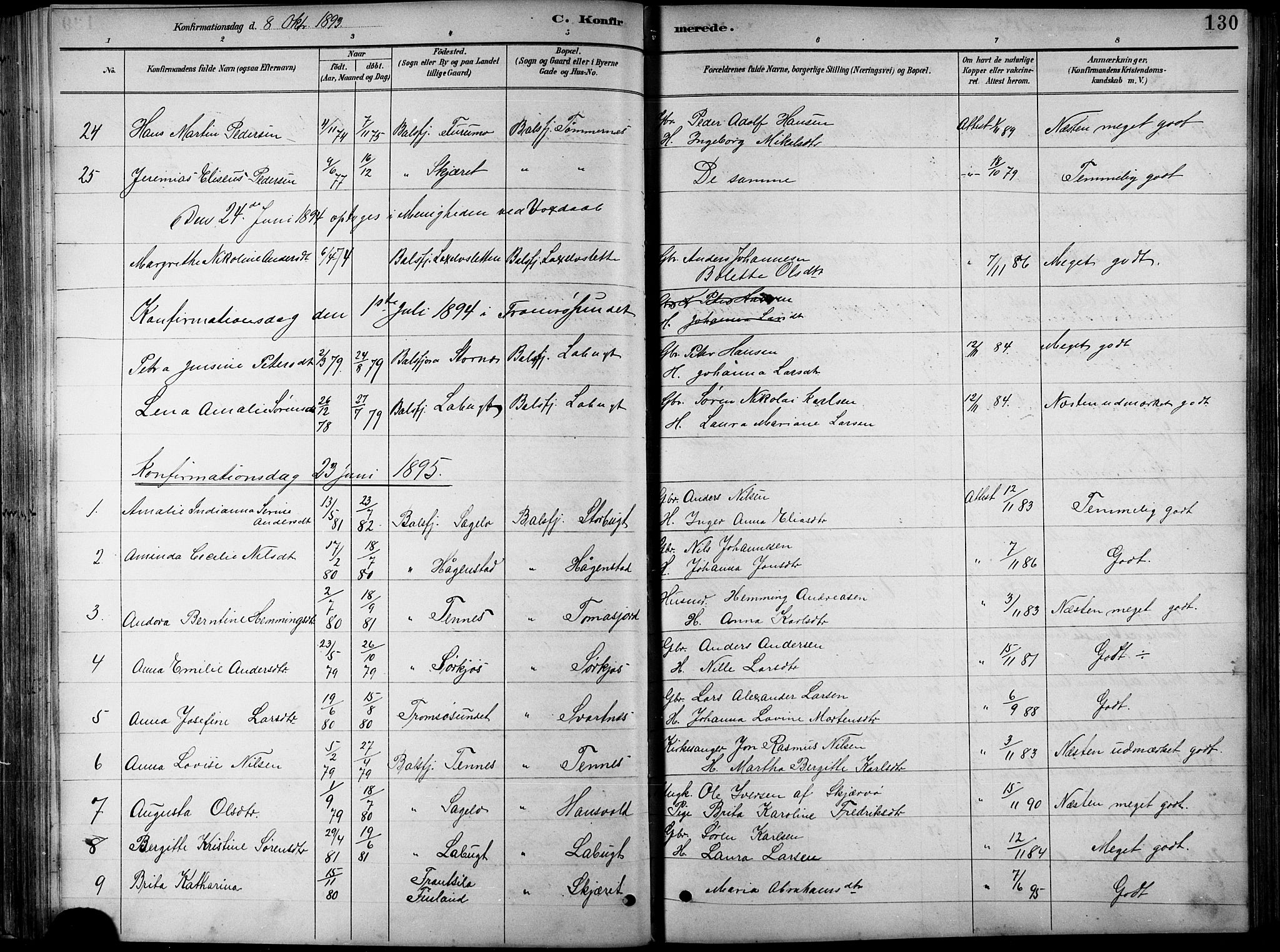 Balsfjord sokneprestembete, SATØ/S-1303/G/Ga/L0008klokker: Parish register (copy) no. 8, 1890-1906, p. 130