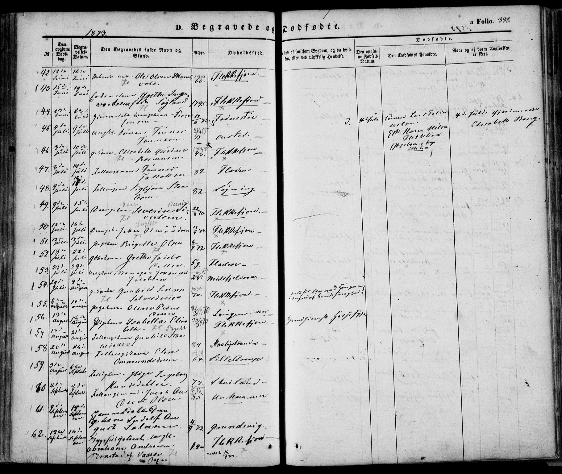 Flekkefjord sokneprestkontor, AV/SAK-1111-0012/F/Fa/Fac/L0005: Parish register (official) no. A 5, 1849-1875, p. 388