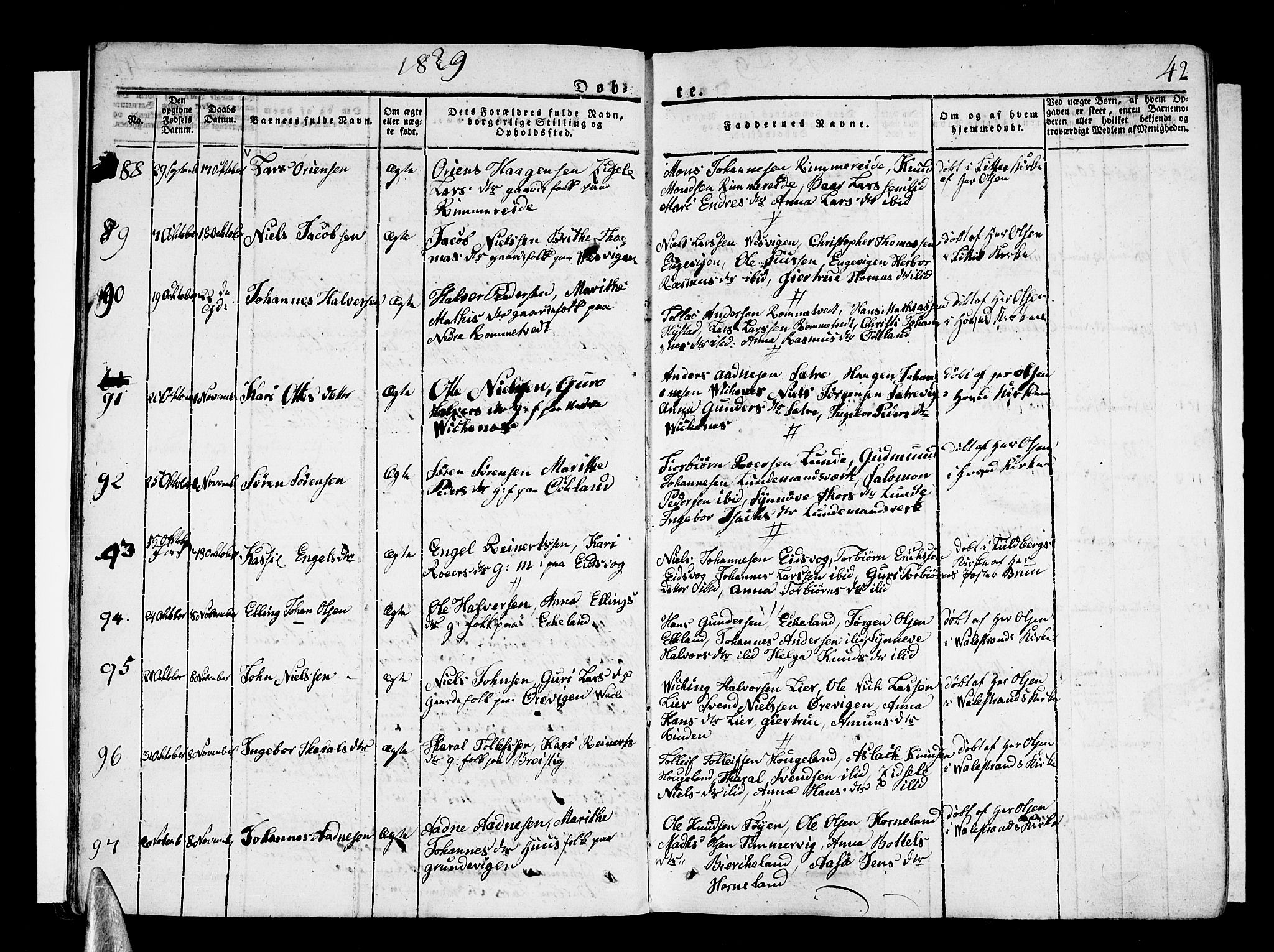 Stord sokneprestembete, AV/SAB-A-78201/H/Haa: Parish register (official) no. A 6, 1826-1840, p. 42