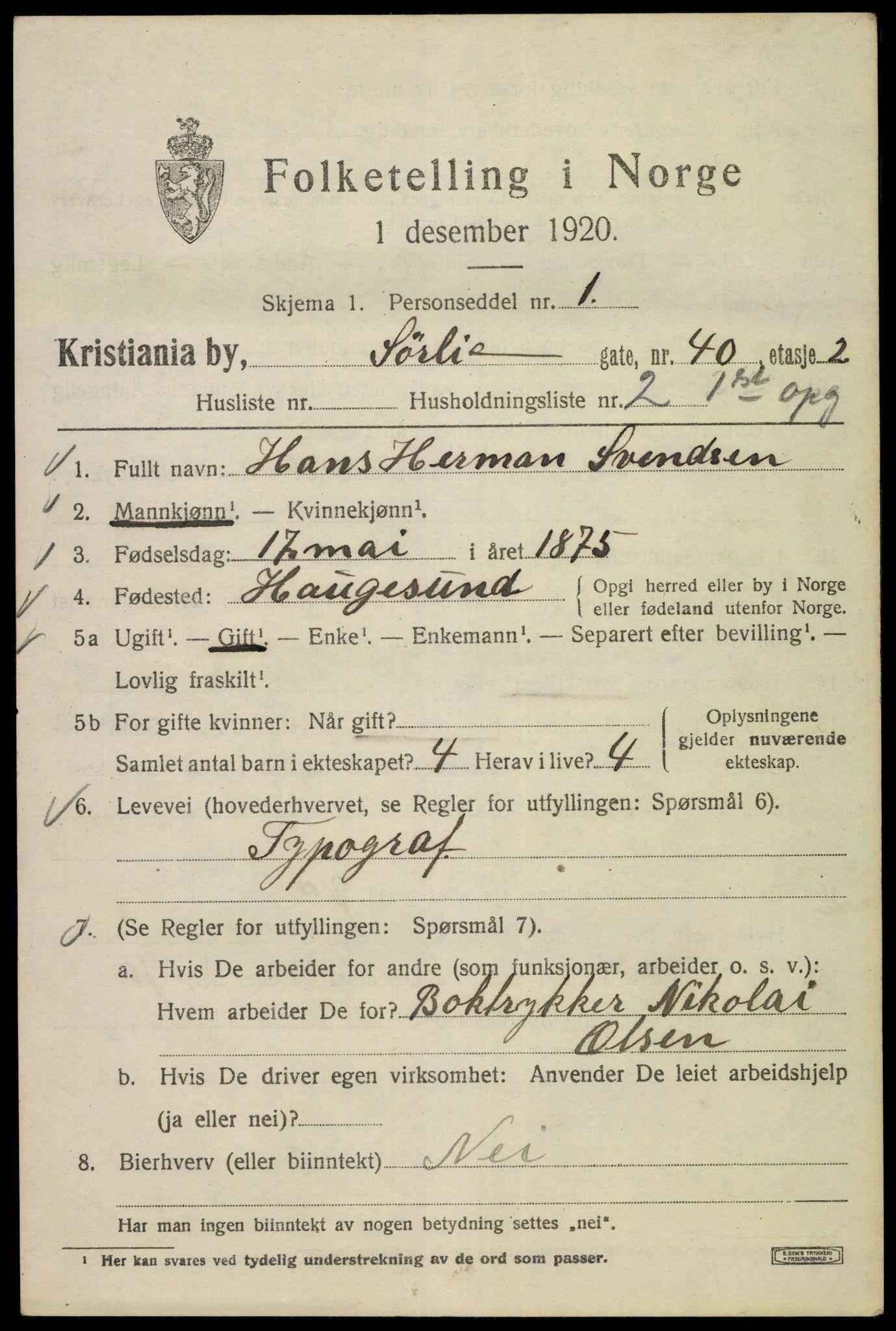 SAO, 1920 census for Kristiania, 1920, p. 562321