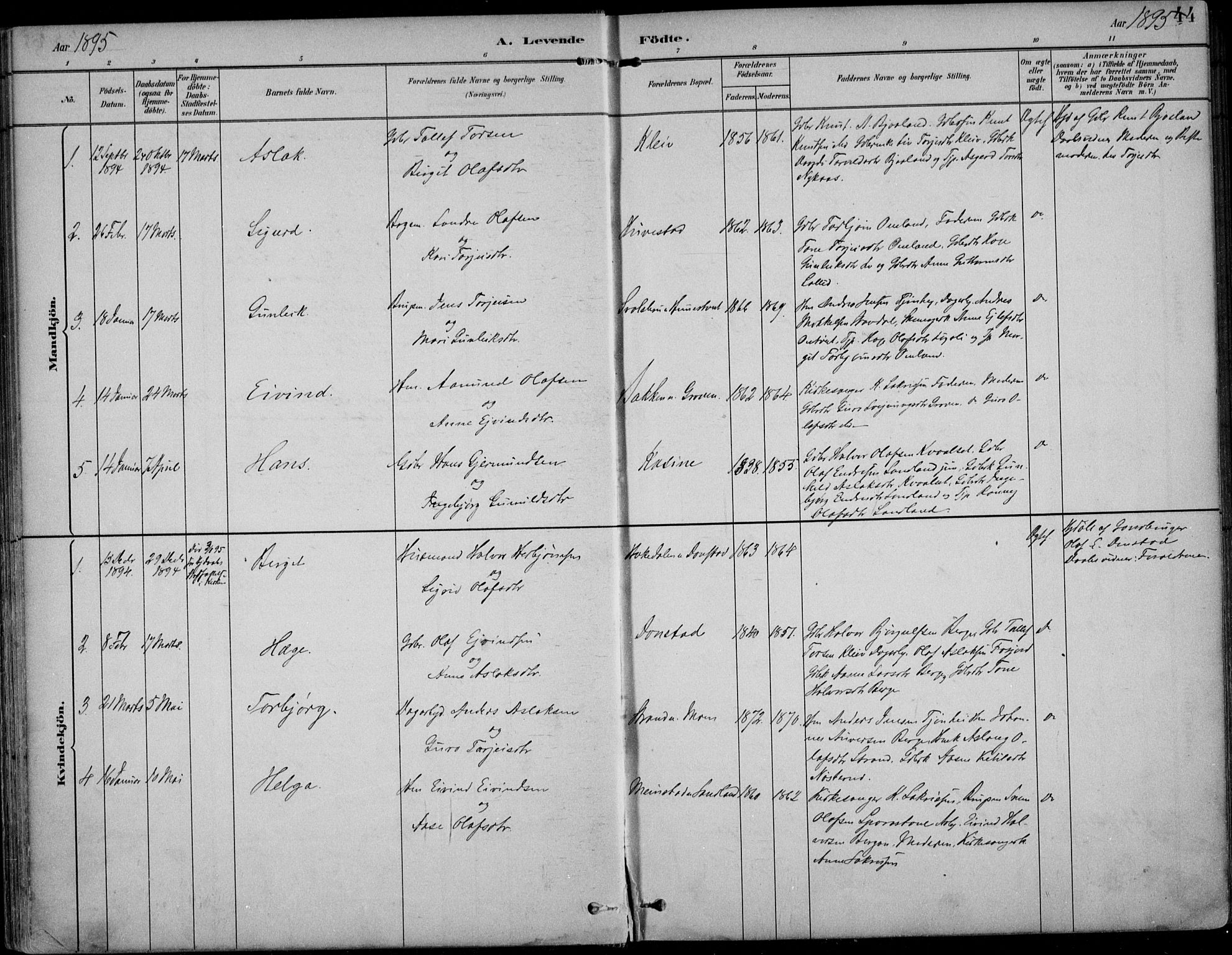 Kviteseid kirkebøker, SAKO/A-276/F/Fb/L0002: Parish register (official) no. II 2, 1882-1916, p. 44